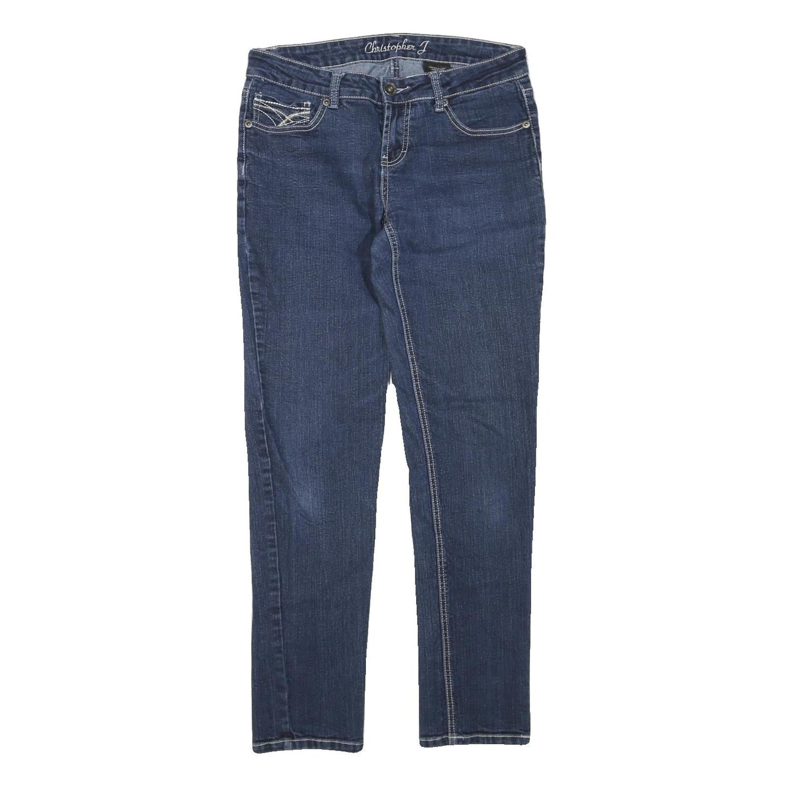 CHRISTOPHER J Womens Jeans Blue Regular Straight Denim Medium W32 L30 Stylish Refurbished - N/A refurbished available on Cerqular