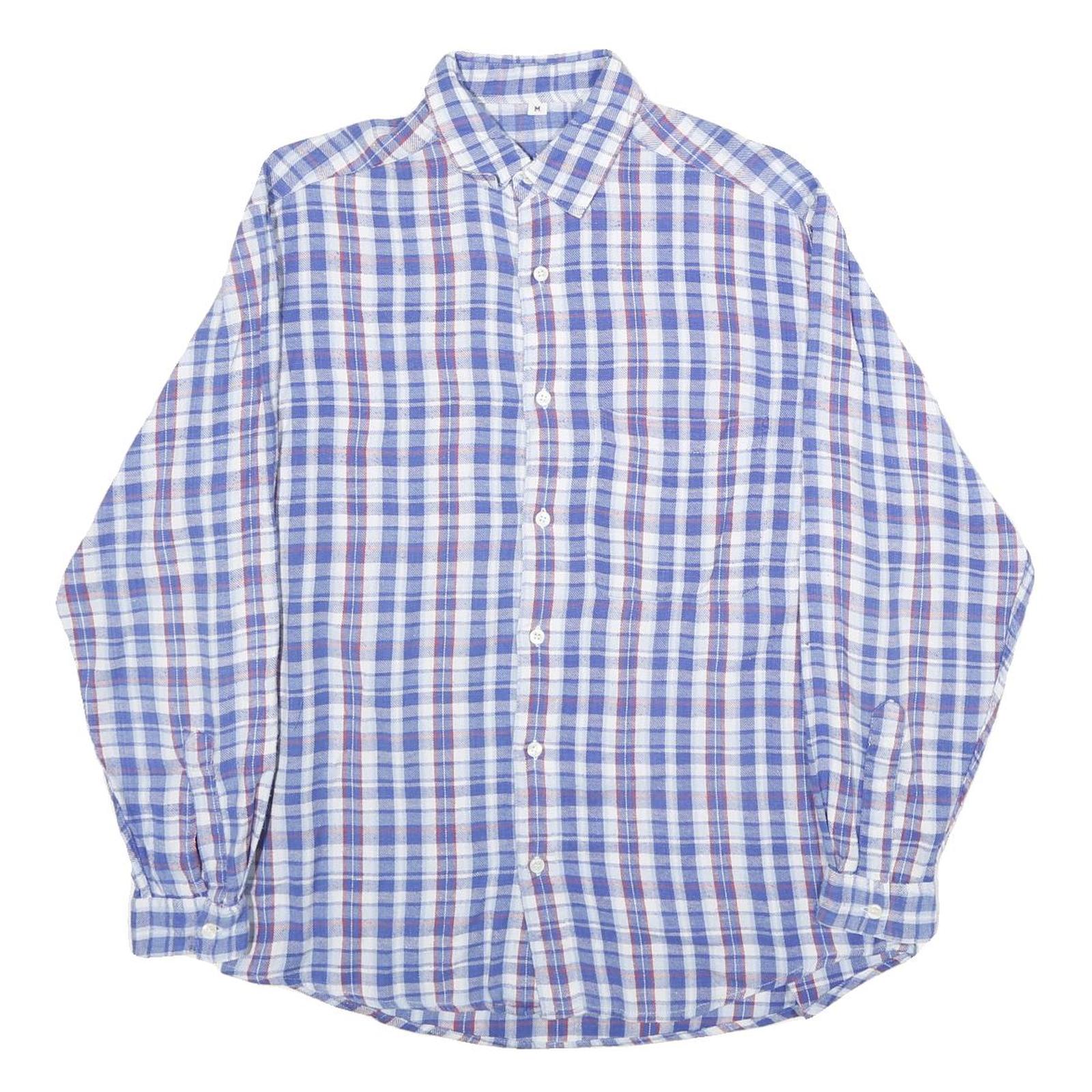 Mens Blue & Red Check Shirt M Cotton Casual Long Sleeve Button Closure Refurbished - N/A refurbished available on Cerqular