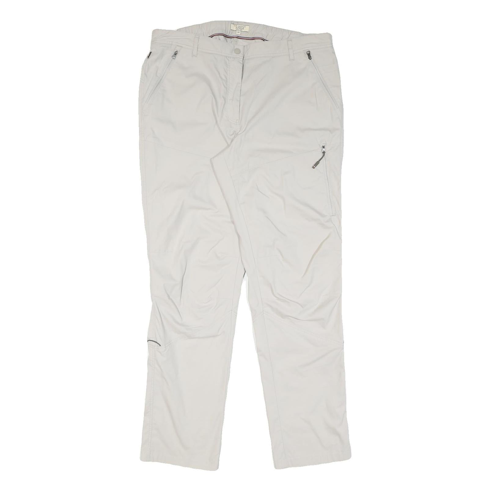 Beige Mens Regular Fit Straight Leg Trousers W34 L32 Polyester Blend Zip Closure Refurbished - N/A refurbished available on Cerqular