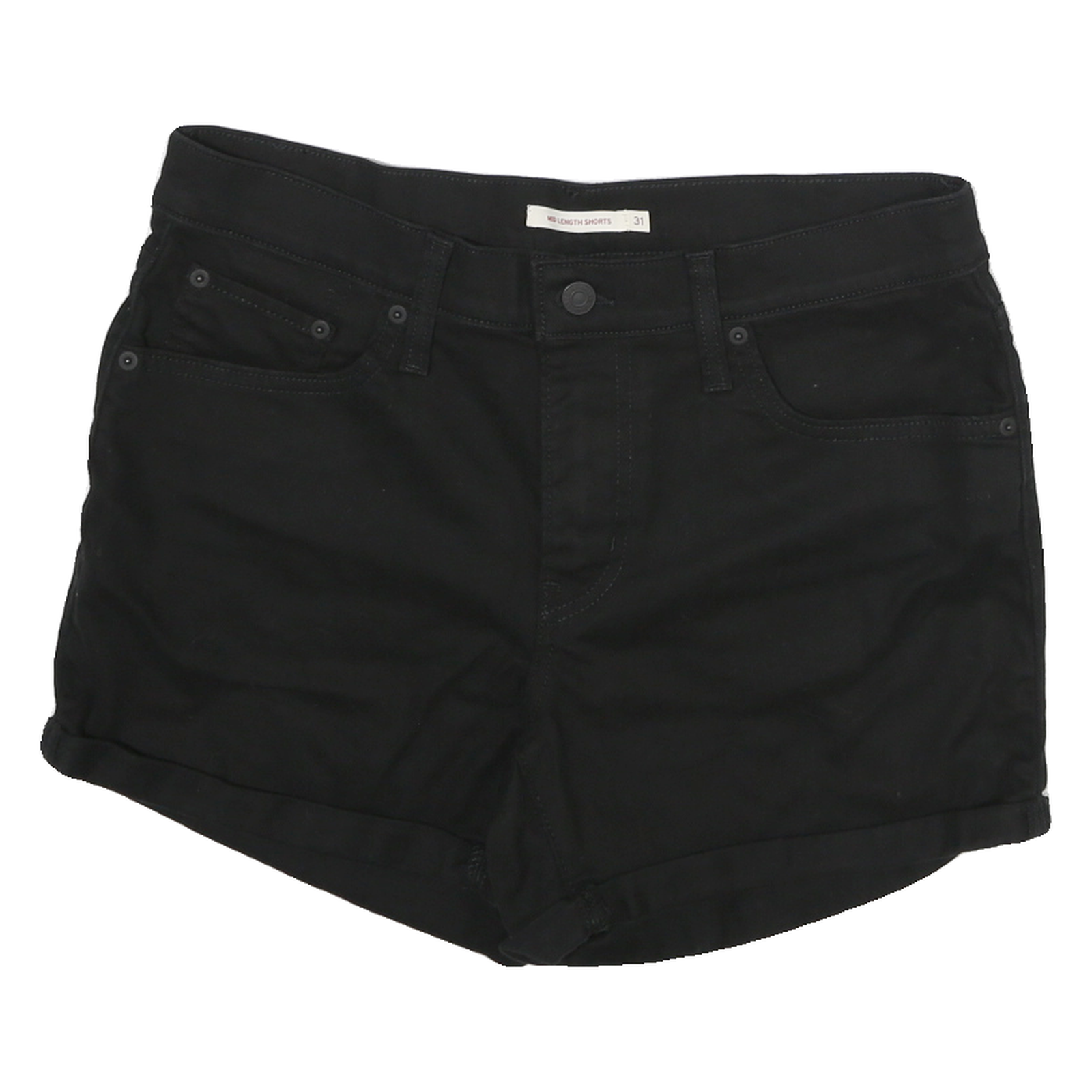 LEVI'S Womens Shorts Black Casual Plain L W32 Denim Cotton Blend Mid Length Refurbished - N/A refurbished available on Cerqular