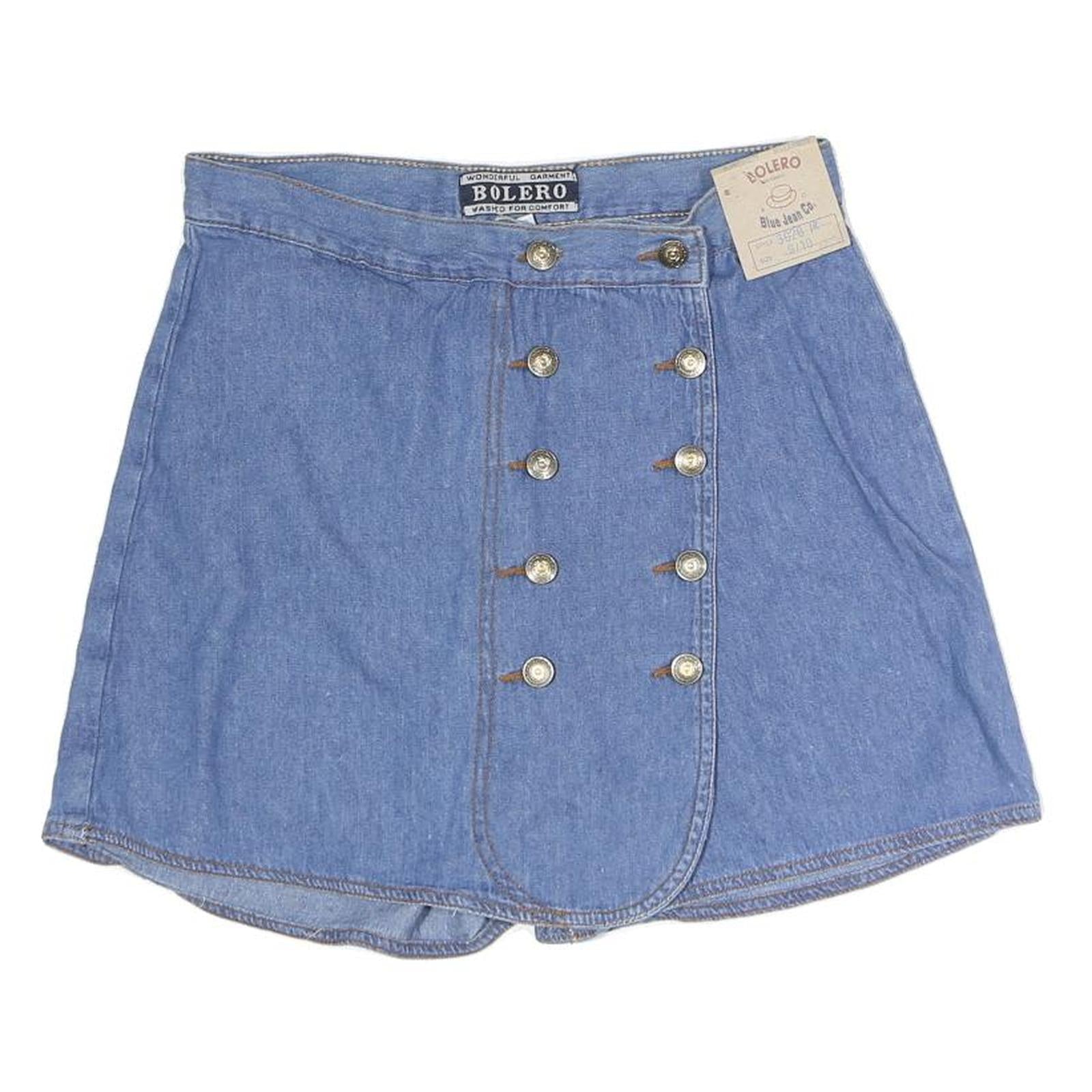 BOLERO Womens Blue Cotton Blend Denim Mini Skort S Button Front Casual Refurbished - N/A refurbished available on Cerqular