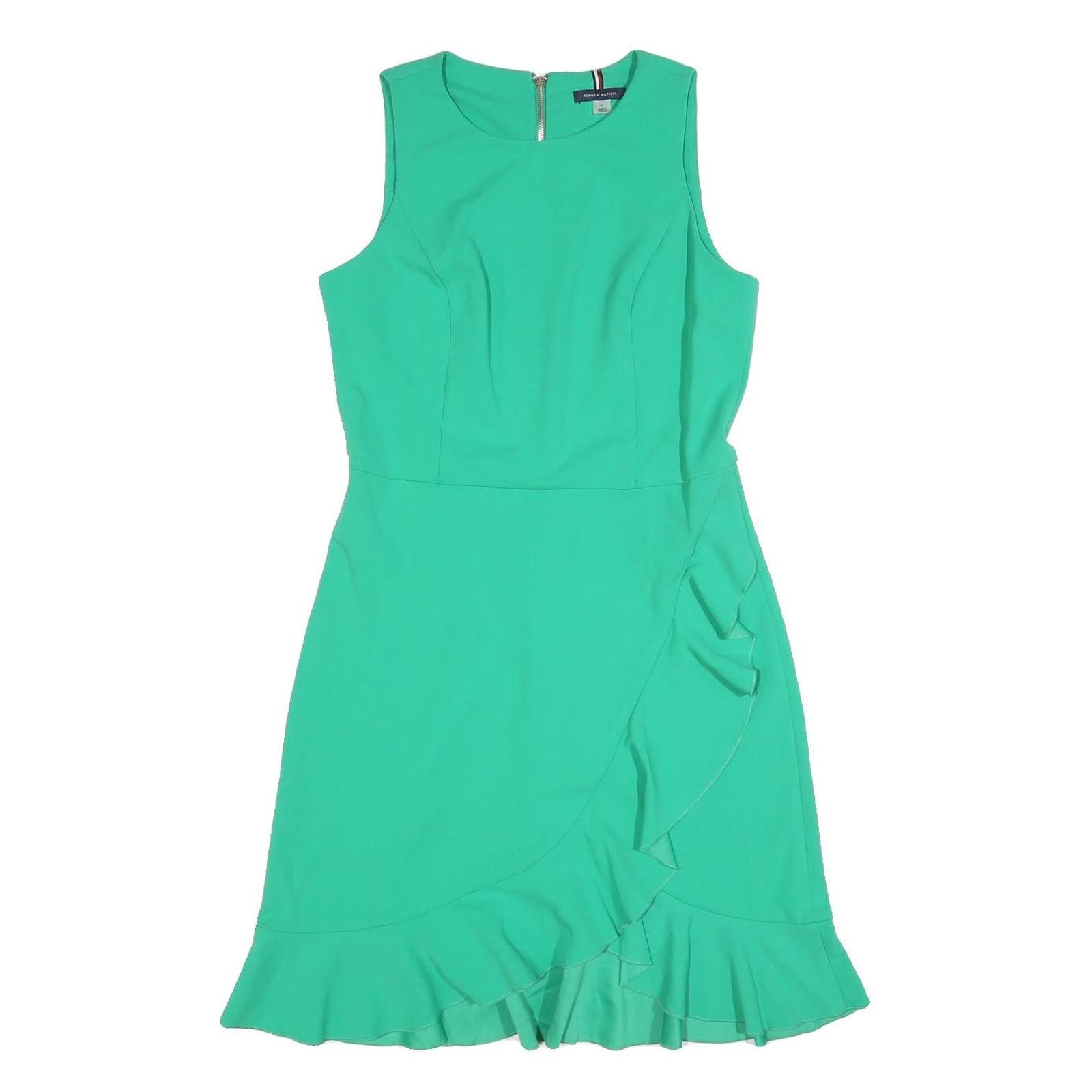 TOMMY HILFIGER Womens Green Sleeveless Day Woven Plain Mini Dress S Elegant Refurbished - N/A refurbished available on Cerqular