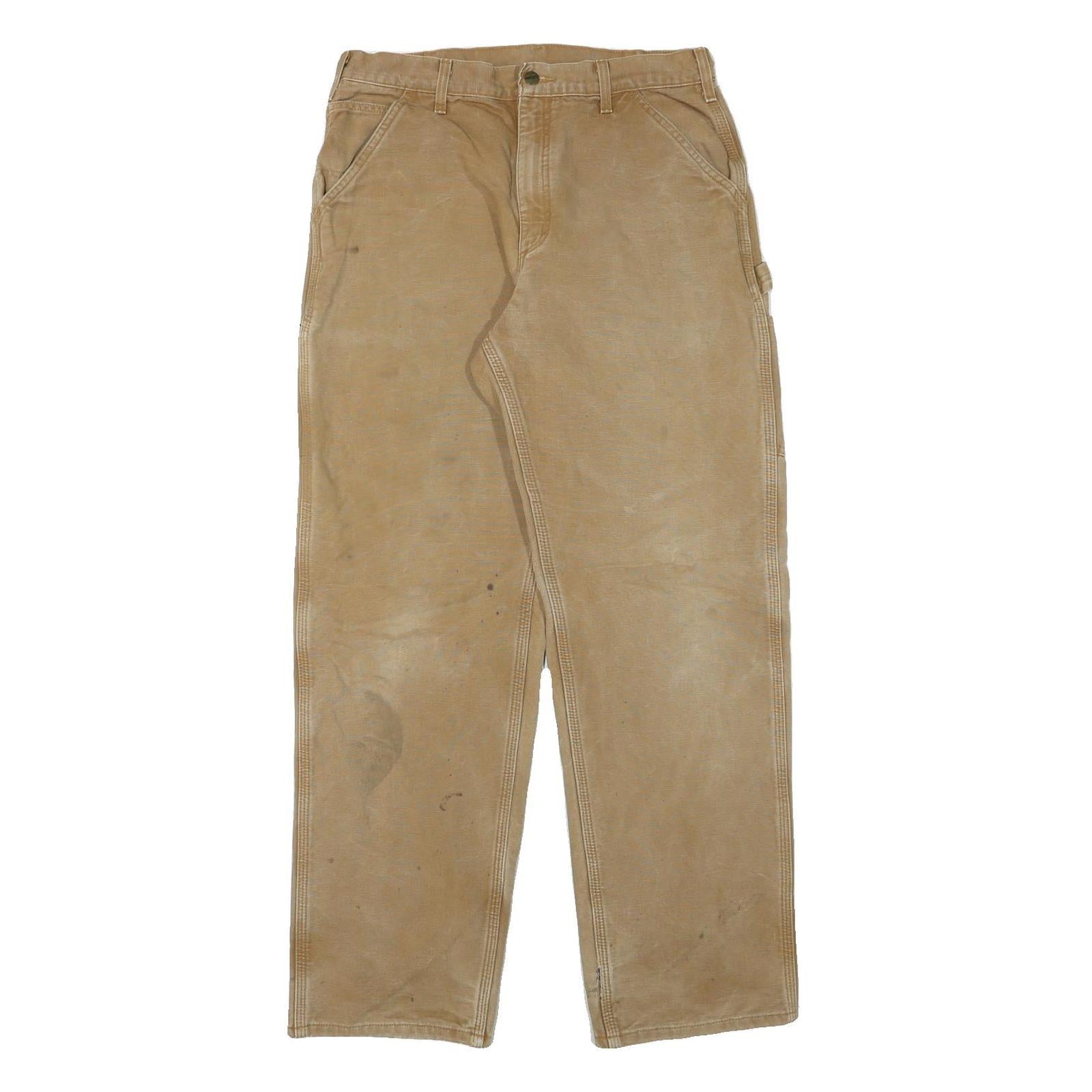 CARHARTT Mens Cotton Blend Beige Straight Regular W30 L32 Workwear Trousers Refurbished - N/A refurbished available on Cerqular