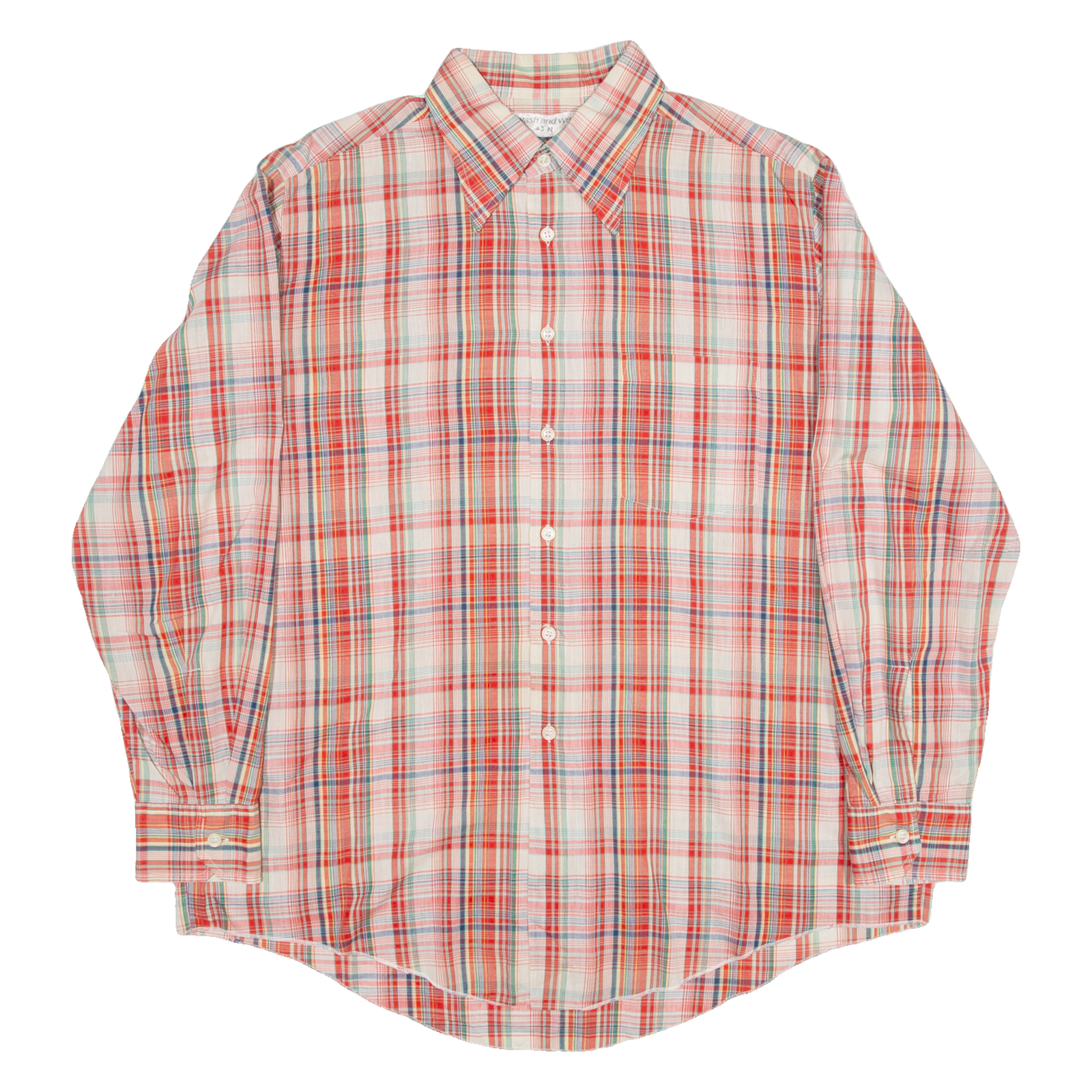 WASH AND WEAR Mens Shirt Red Check Long Sleeve XL Refurbished - N/A refurbished available on Cerqular