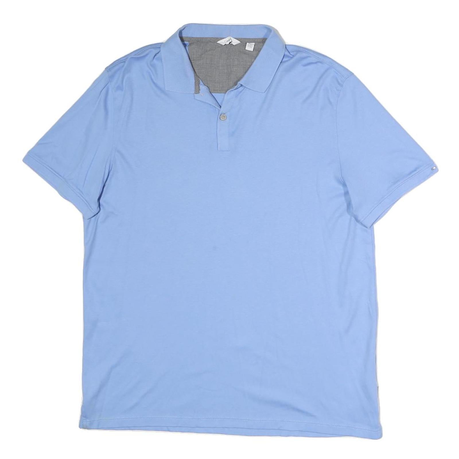 CALVIN KLEIN Mens Blue Short Sleeve Plain Polo Shirt L Cotton Casual Refurbished - N/A refurbished available on Cerqular