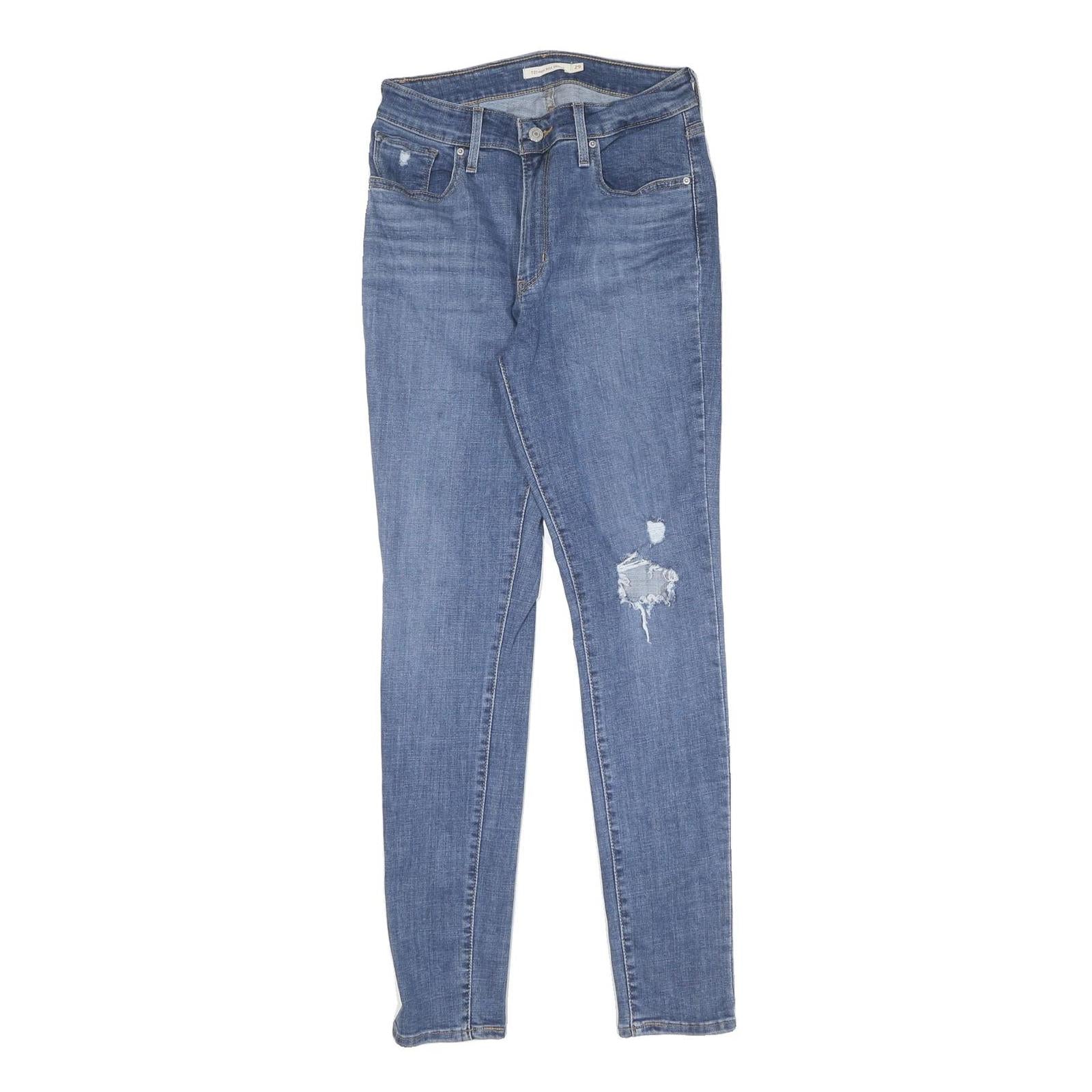 LEVI'S Womens Slim Blue Denim Raw Jeans W29 L30 Distressed Zip Closure Refurbished - N/A refurbished available on Cerqular