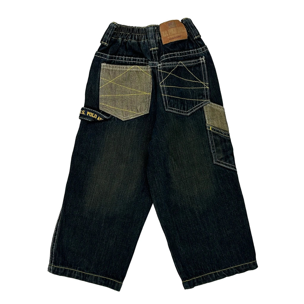 Age 3 U.S. Polo Assn. Cargo Jeans - XS Dark Wash Cotton Refurbished - Thrifted (note: this is a term often used to describe second- refurbished available on Cerqular