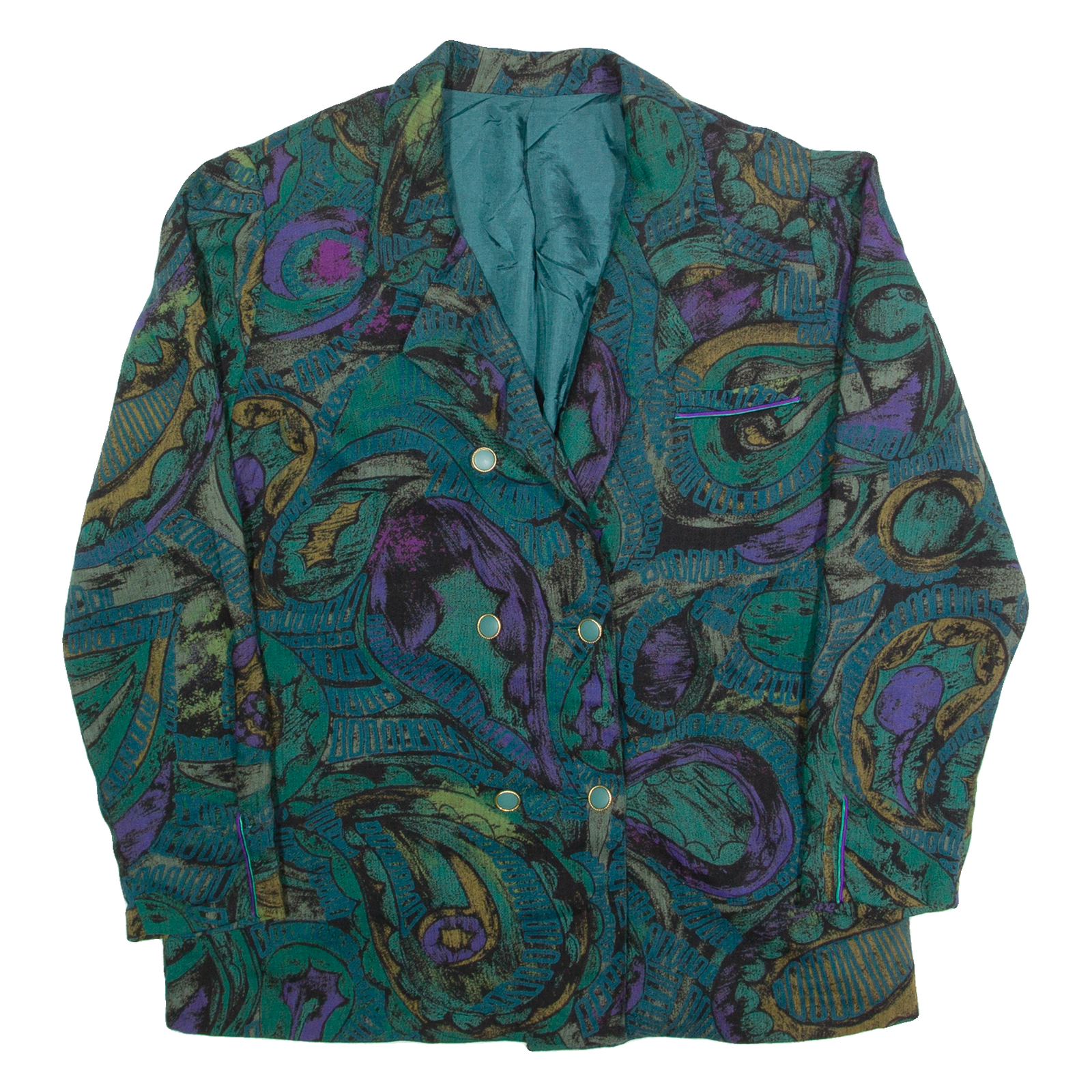 Womens Blazer Jacket Green Crazy Pattern M Refurbished - N/A refurbished available on Cerqular