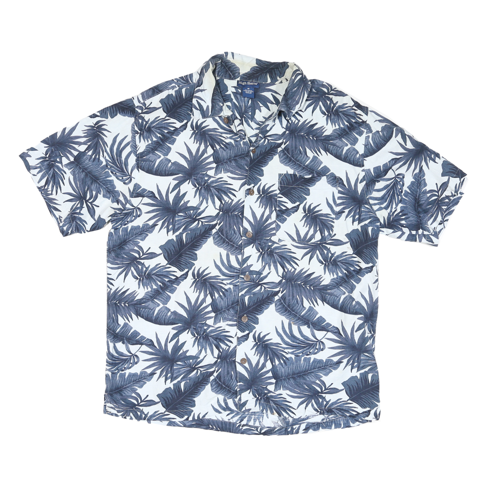 HIGHER SIERA Mens Blue & White Tropical Print Shirt M Cotton Blend Casual Refurbished - N/A refurbished available on Cerqular
