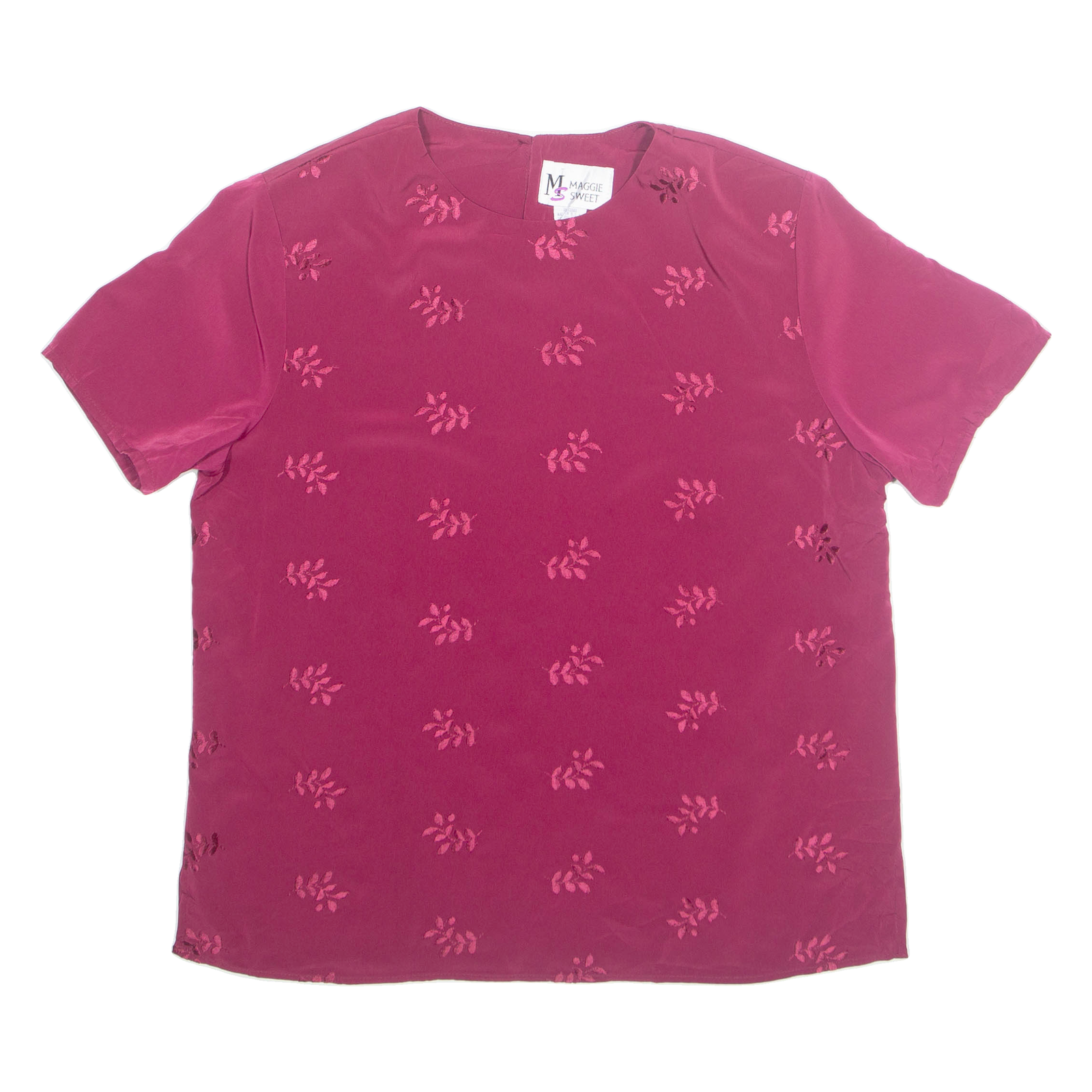 MAGGIE SWEET Embroidered Womens Top Maroon Floral S Refurbished - N/A refurbished available on Cerqular