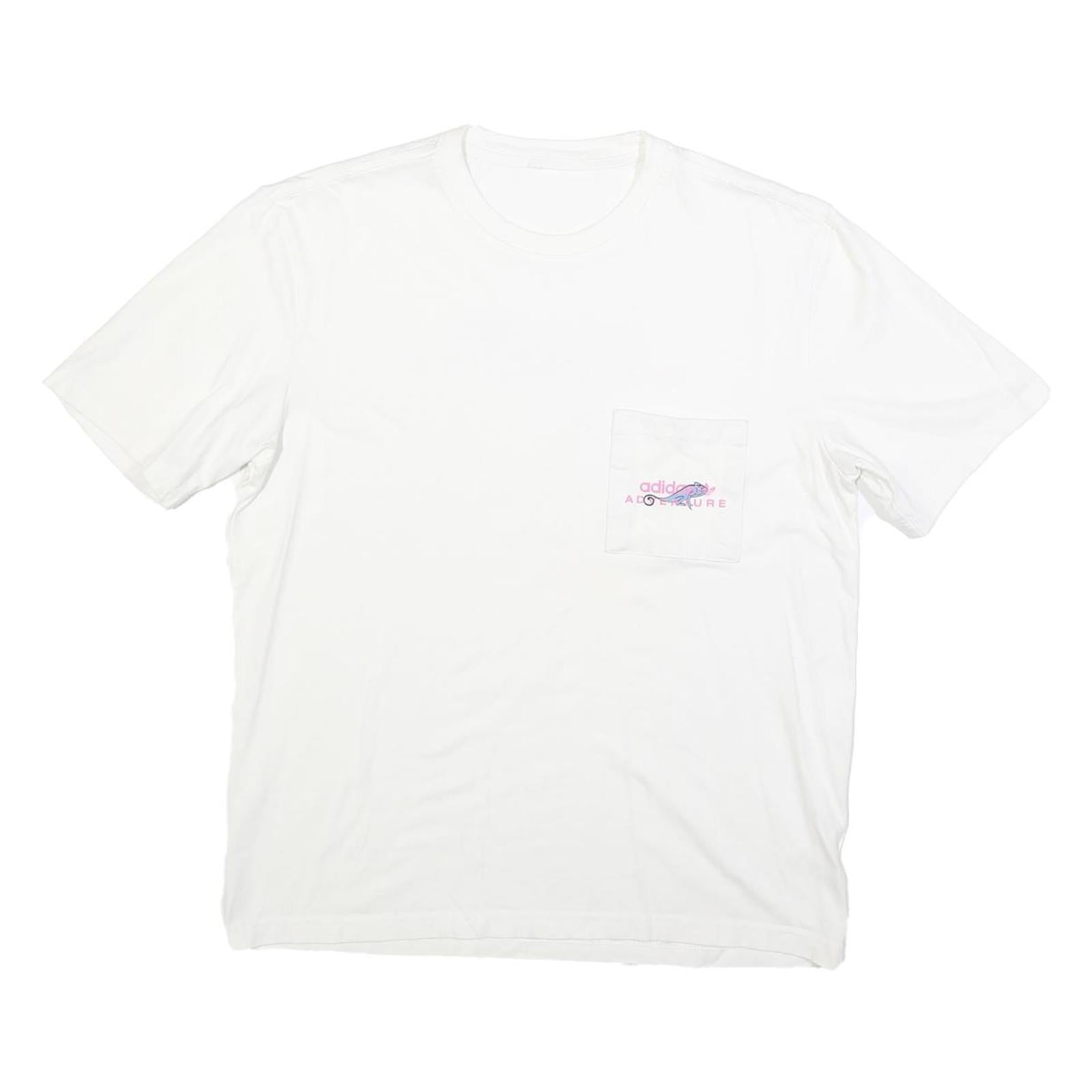 ADIDAS Womens White Adventure Graphic T-Shirt L Short Sleeve Crew Neck Cotton Refurbished - N/A refurbished available on Cerqular