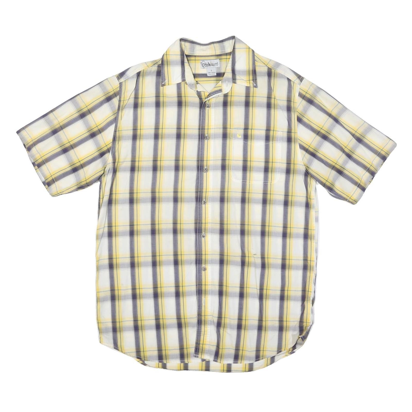 CARHARTT Mens Yellow & Grey Check Shirt L Cotton Blend Casual Workwear Refurbished - N/A refurbished available on Cerqular