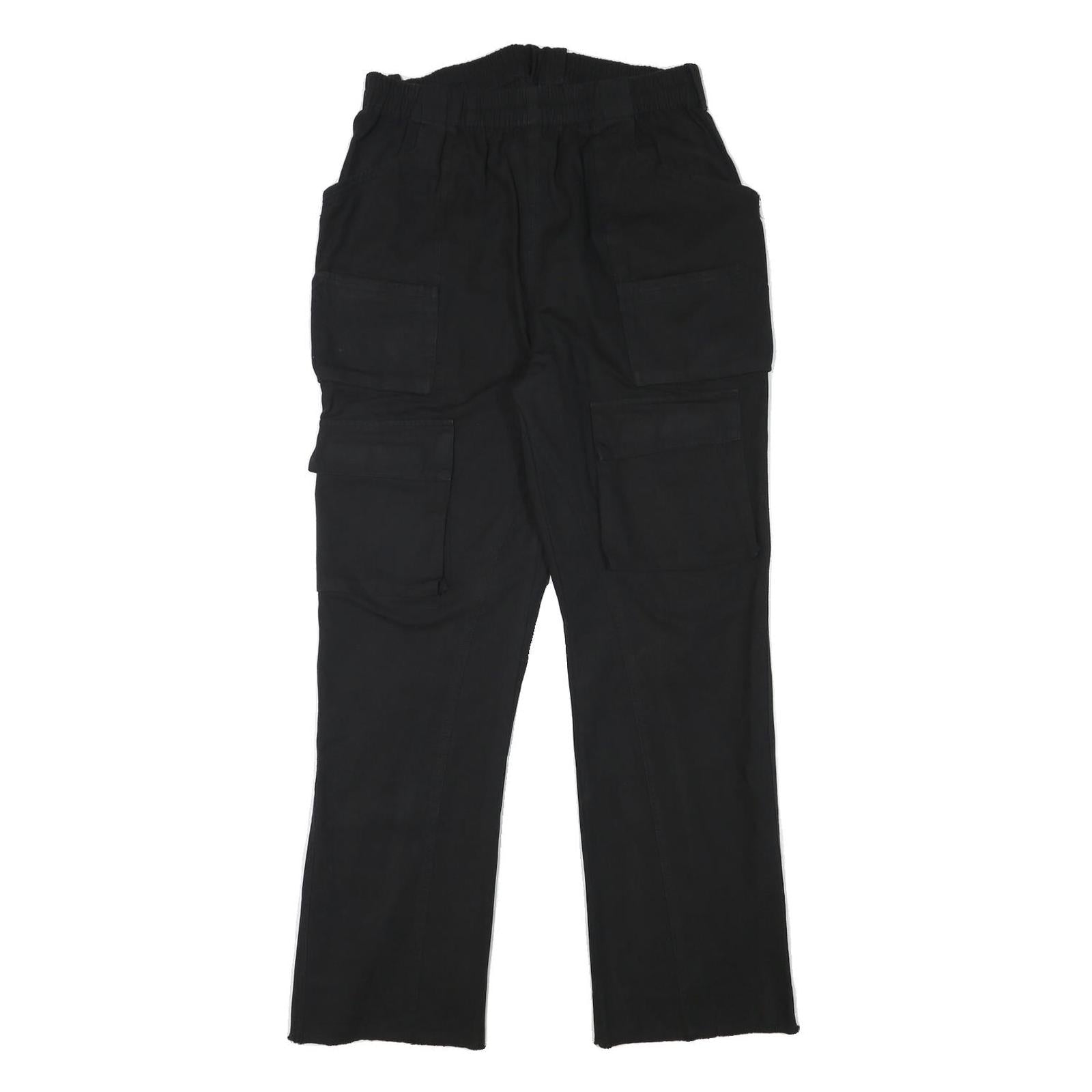 Mens Regular Fit Black Cotton Blend Trousers W28 L30 Cargo Style Pocketed Refurbished - N/A refurbished available on Cerqular