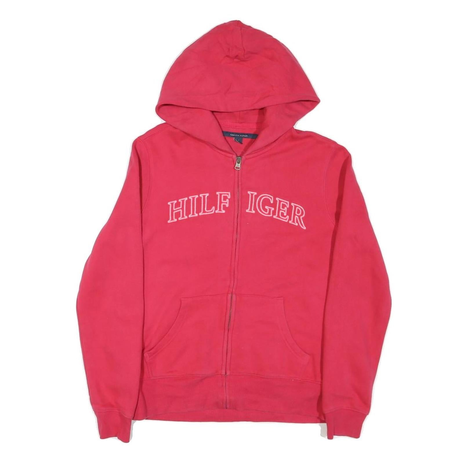 TOMMY HILFIGER Womens Red Zip Hoodie M Cotton Blend Casual Sweatshirt Refurbished - N/A refurbished available on Cerqular