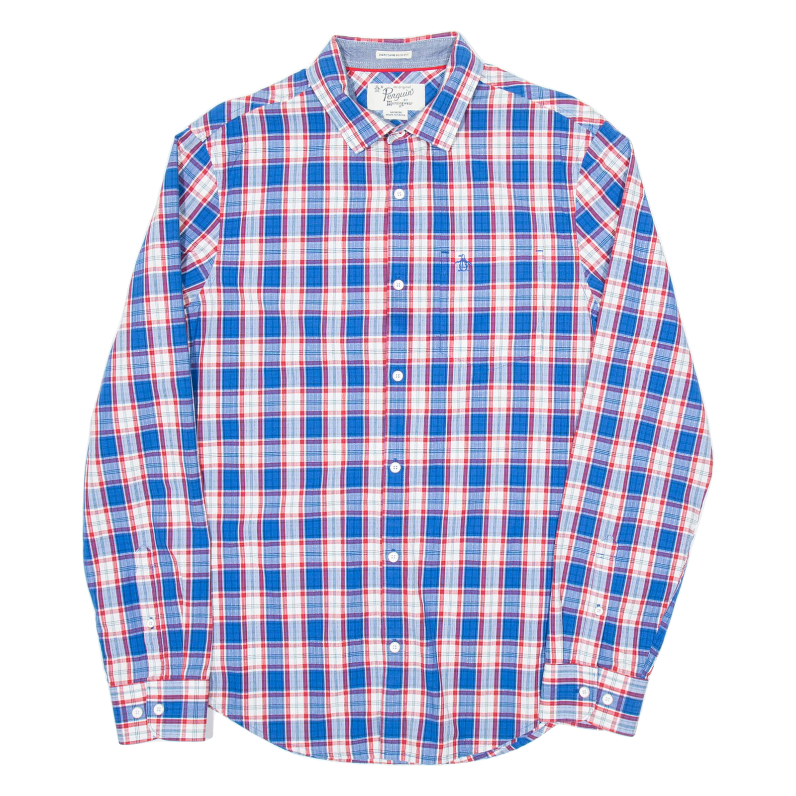 ORIGINAL PENGUIN Mens Shirt Blue Check Long Sleeve M Refurbished - N/A refurbished available on Cerqular