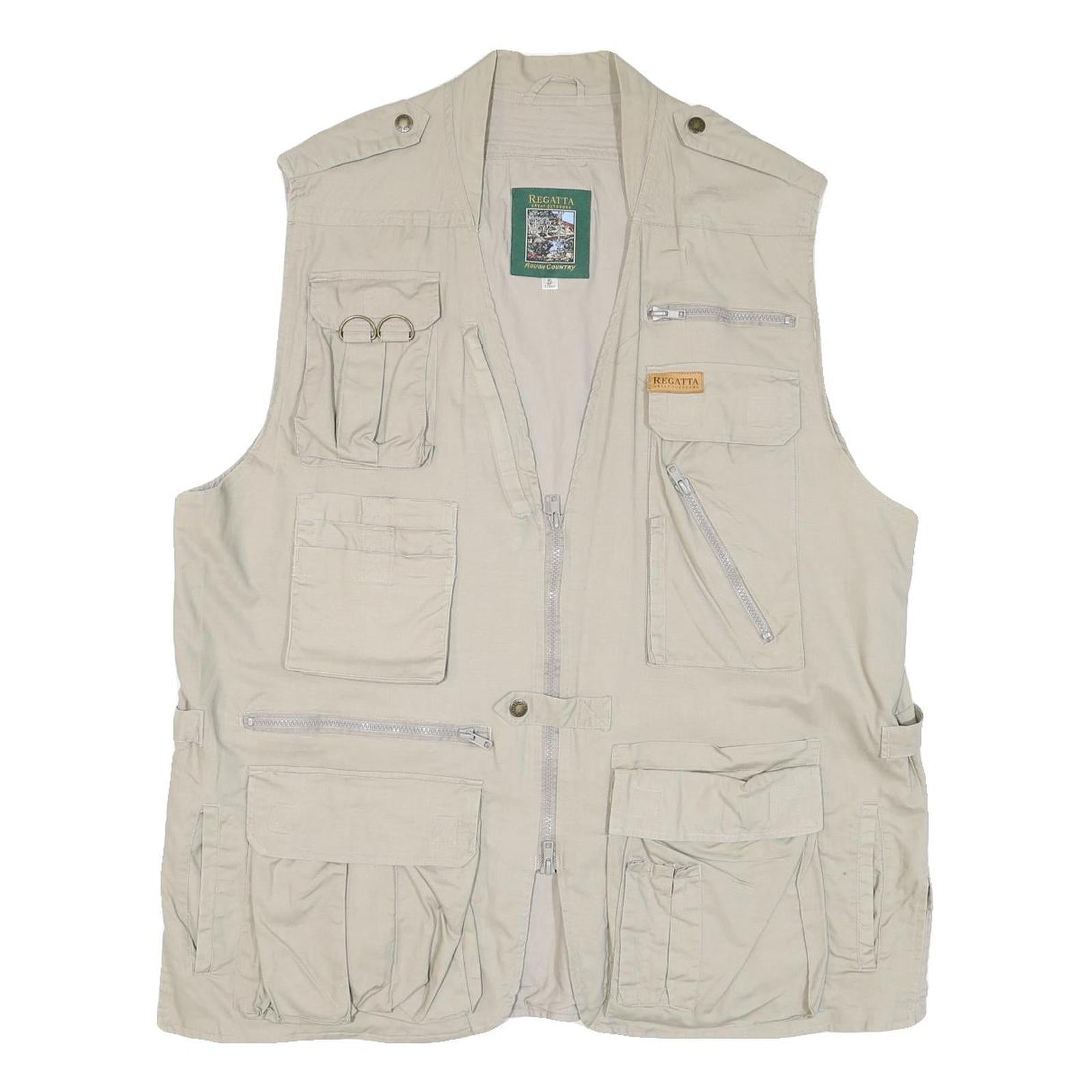REGATTA Mens Beige Utility Zip Jacket XL Cotton Blend Casual Outdoor Vest Refurbished - N/A refurbished available on Cerqular