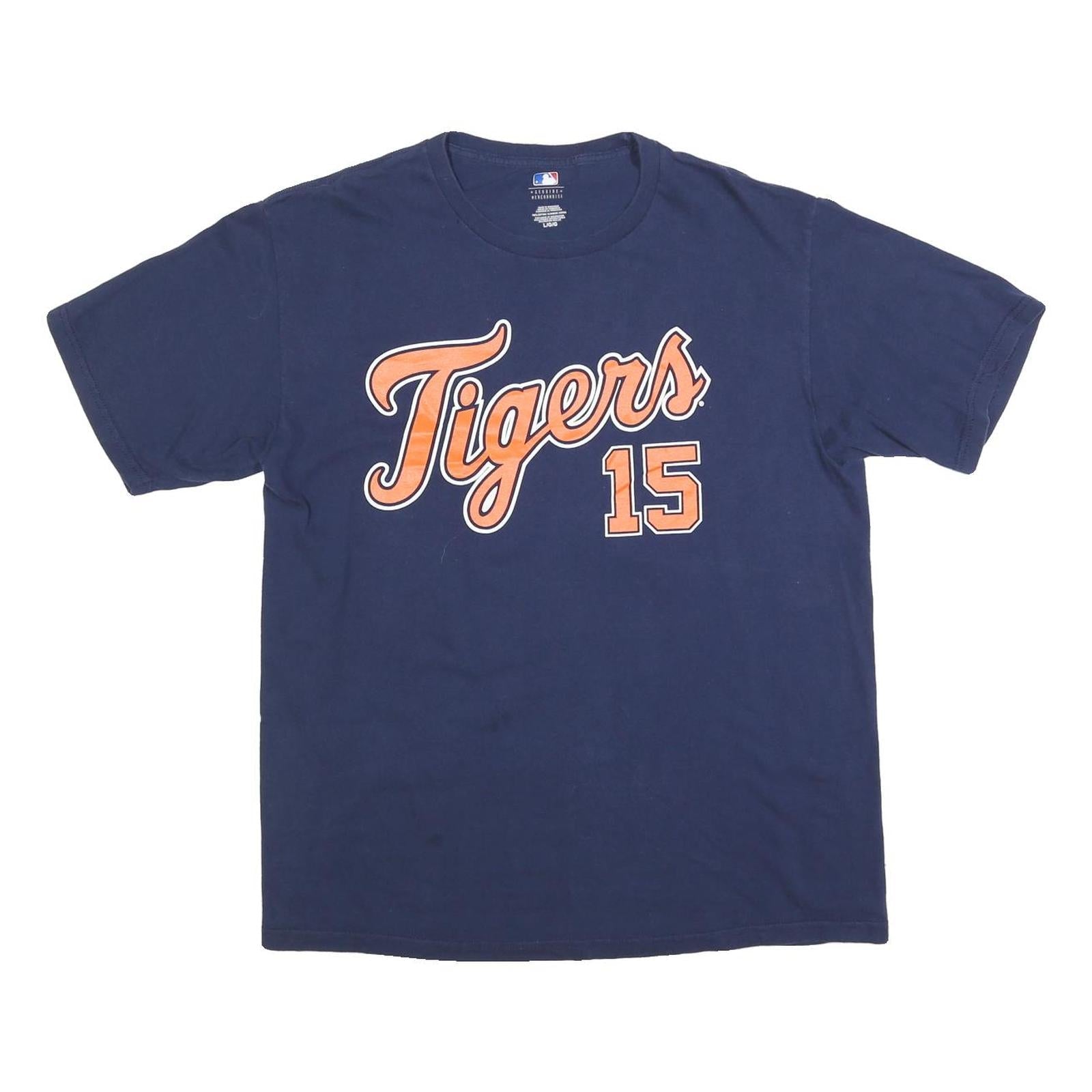 MLB Mens Blue Tigers 15 Graphic T-Shirt L Short Sleeve Crew Neck Cotton Blend Refurbished - N/A refurbished available on Cerqular