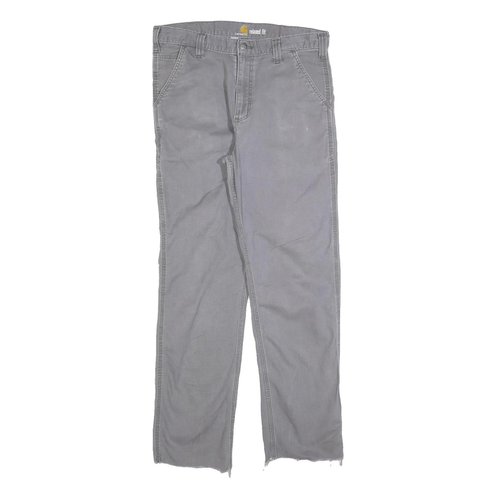 CARHARTT Mens Cotton Blend Grey Relaxed Straight Trousers W34 L30 Workwear Refurbished - N/A refurbished available on Cerqular