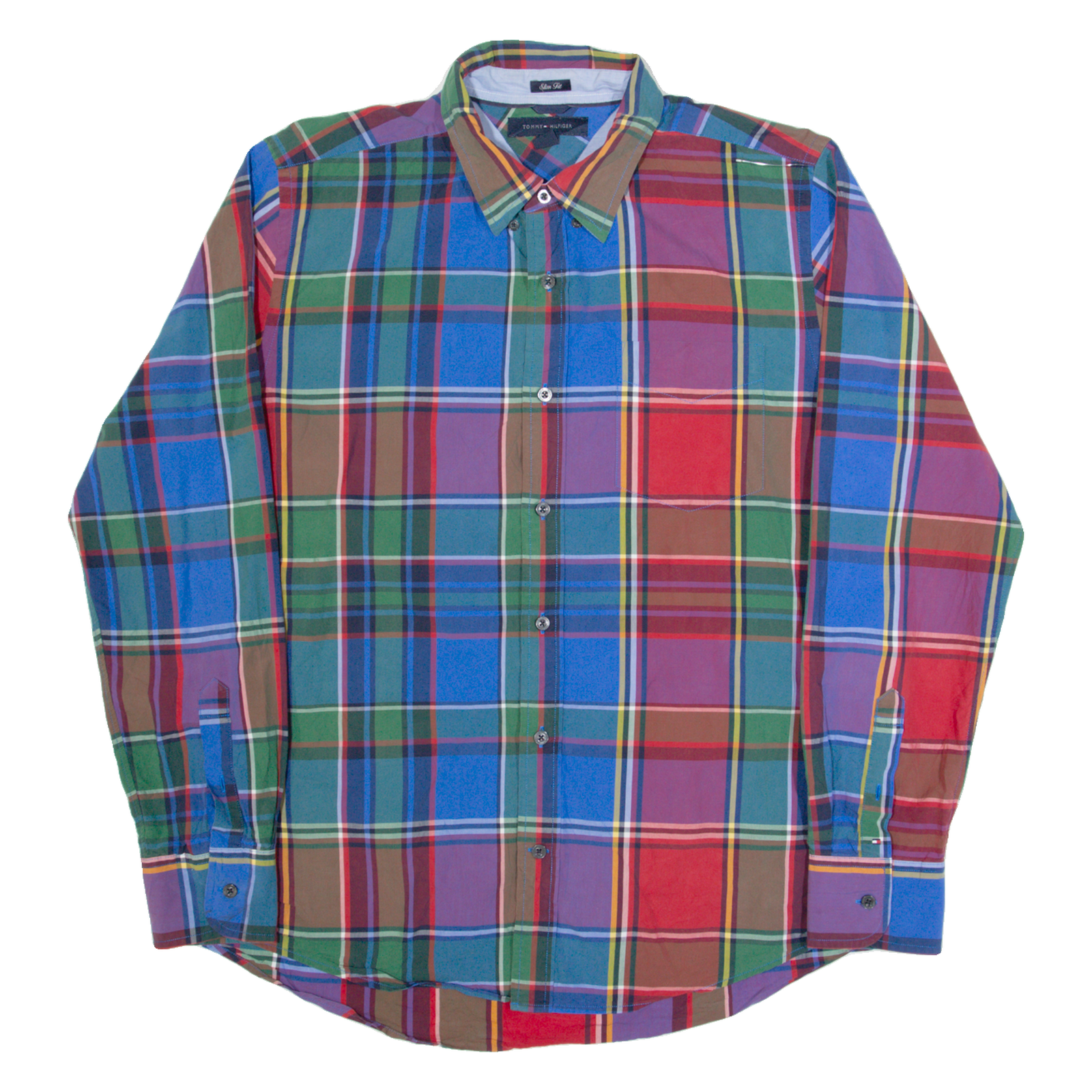 TOMMY HILFIGER Slim Fit Mens Shirt Red Plaid Long Sleeve L Refurbished - N/A refurbished available on Cerqular