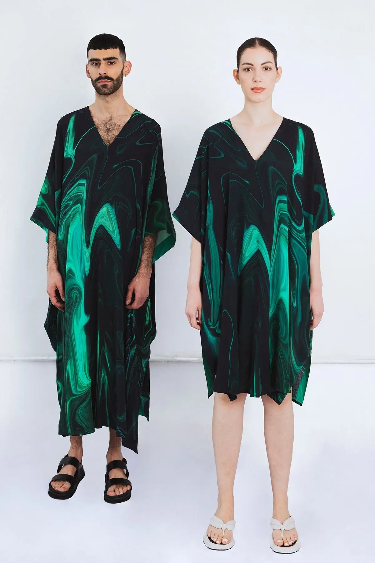 Mini Kaftan in Green Swirl | Size: OS Refurbished - N/A (Note: There is no well-known brand by this name refurbished available on Cerqular