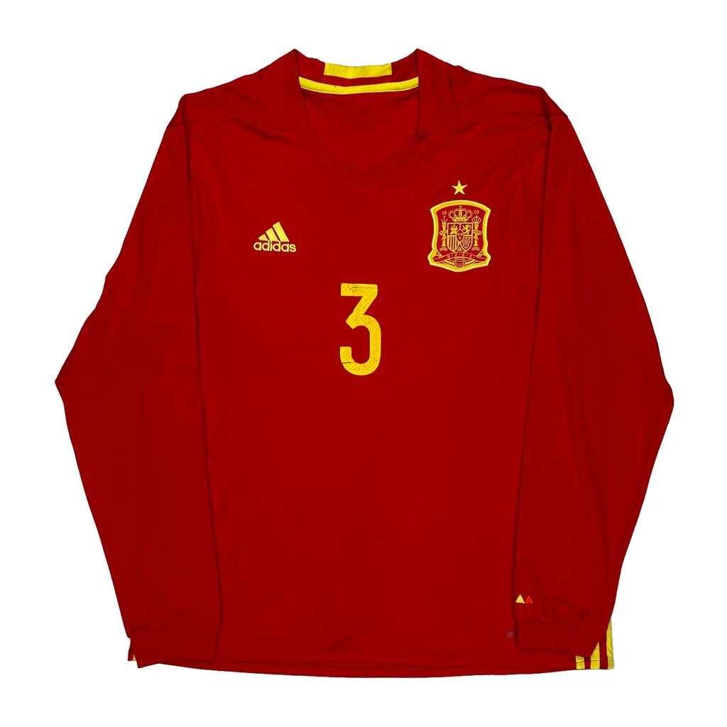 2016-17 Spain Adidas Pique Football Shirt - Medium Yellow Polyester Refurbished - Thrifted (note: this is a term often used to describe second- refurbished available on Cerqular