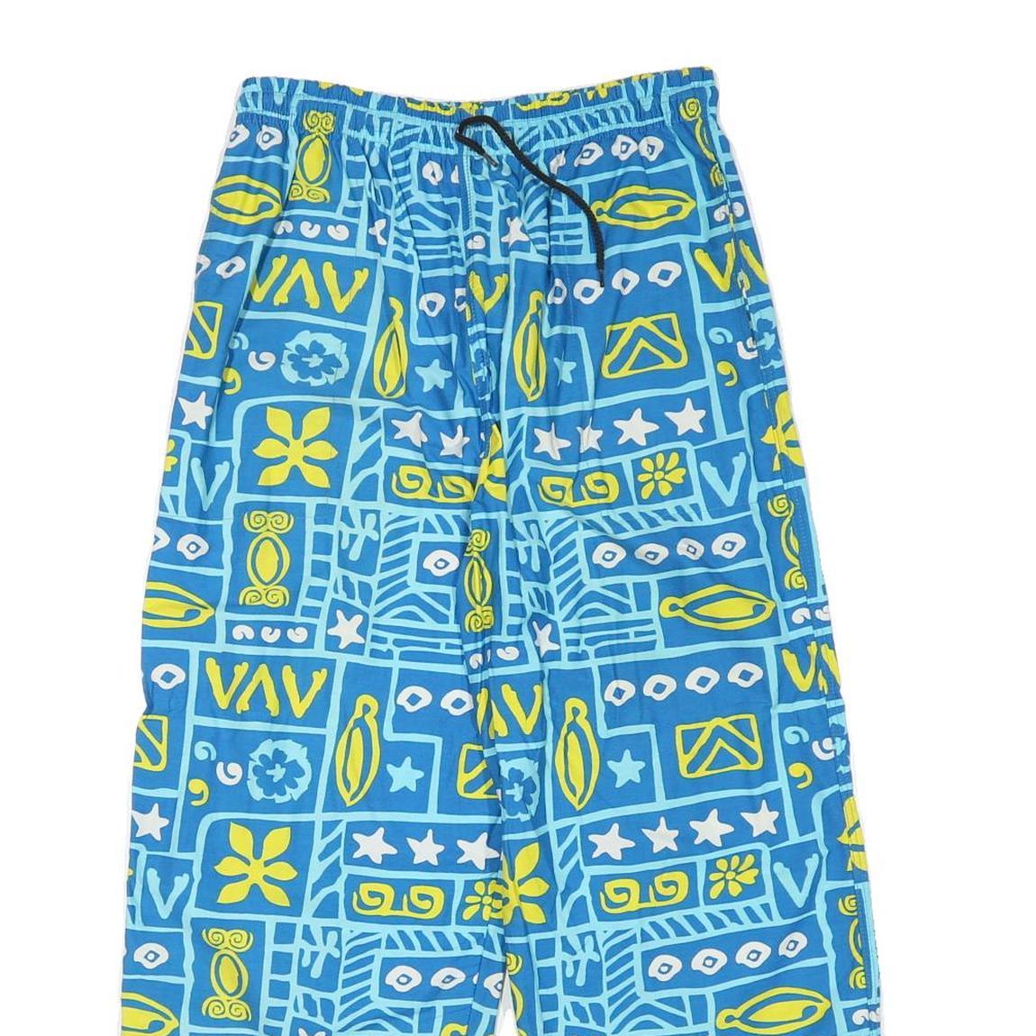 Mens Blue Cotton Blend Relaxed Drawstring Patterned Trousers W28 L26 Casual Refurbished - N/A refurbished available on Cerqular