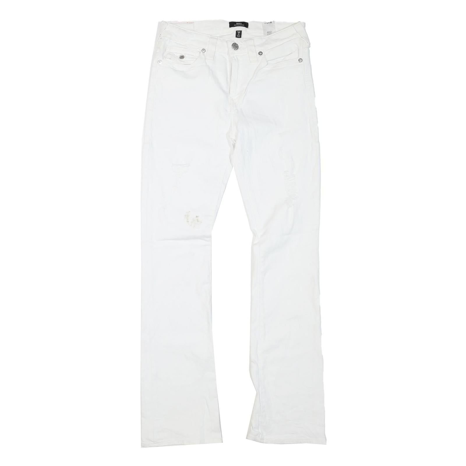 BECCA Womens White Regular Fit Straight Cotton Blend Jeans W30 L34 Zip Refurbished - N/A refurbished available on Cerqular