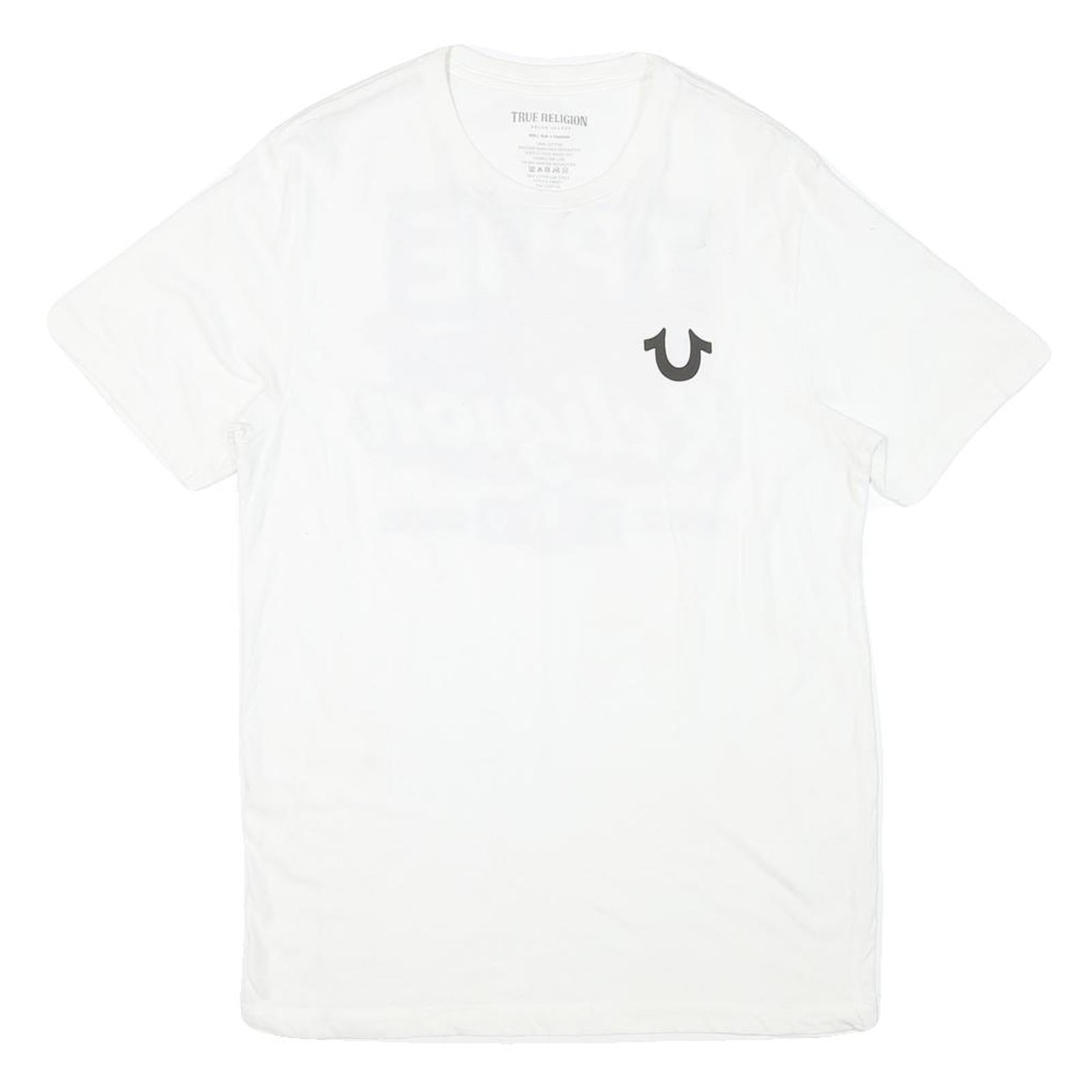 TRUE RELIGION Mens White Graphic T-Shirt S Short Sleeve Crew Neck Logo Print Refurbished - N/A refurbished available on Cerqular