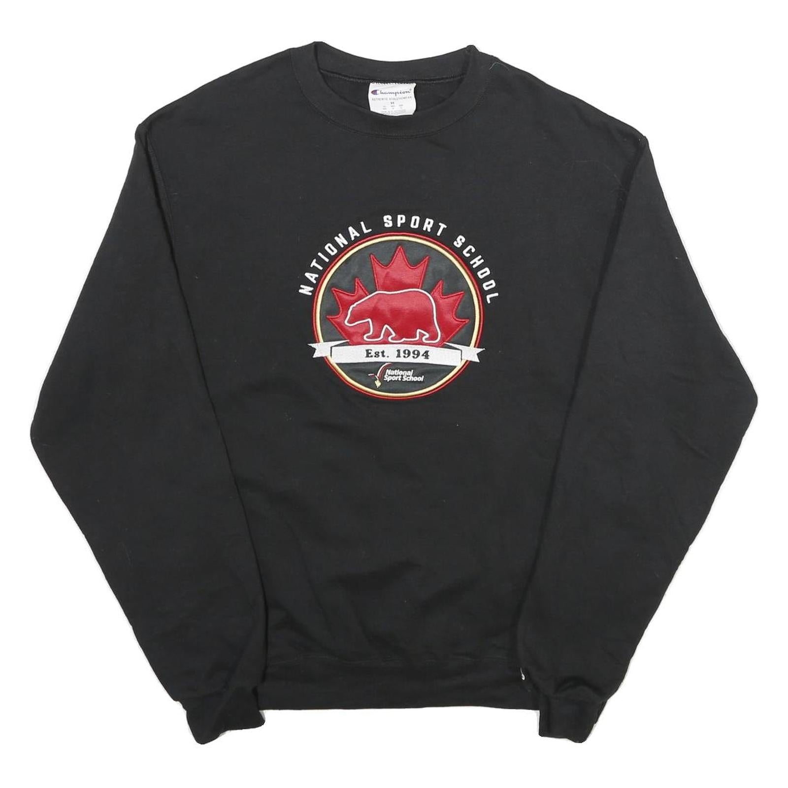 CHAMPION Mens Black National Sport School Crew Neck M Cotton Blend Sweatshirt Refurbished - N/A refurbished available on Cerqular