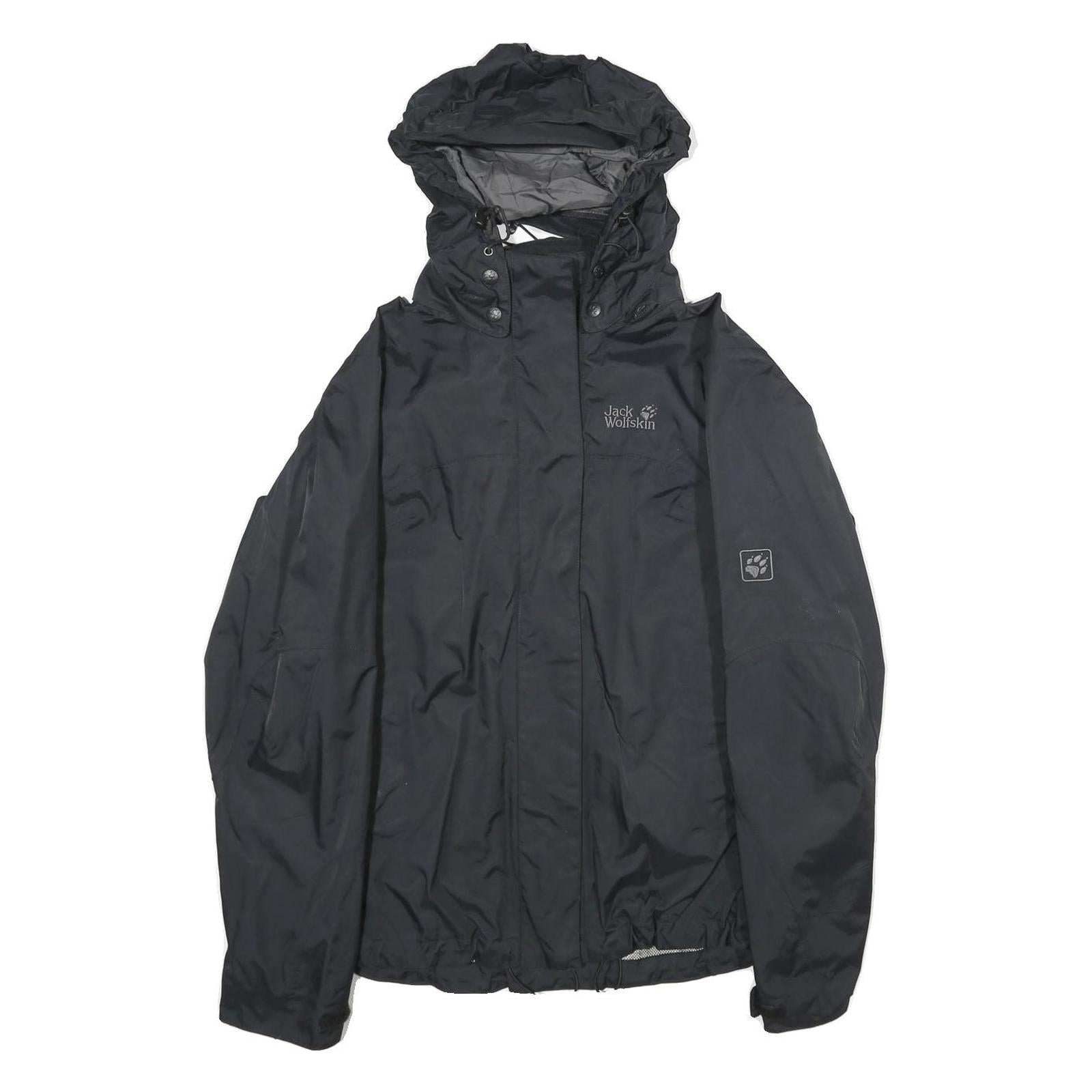 JACK WOLFSKIN Womens Black Outdoor Jacket M Nylon Plain Hooded Zip Weatherproof Refurbished - N/A refurbished available on Cerqular