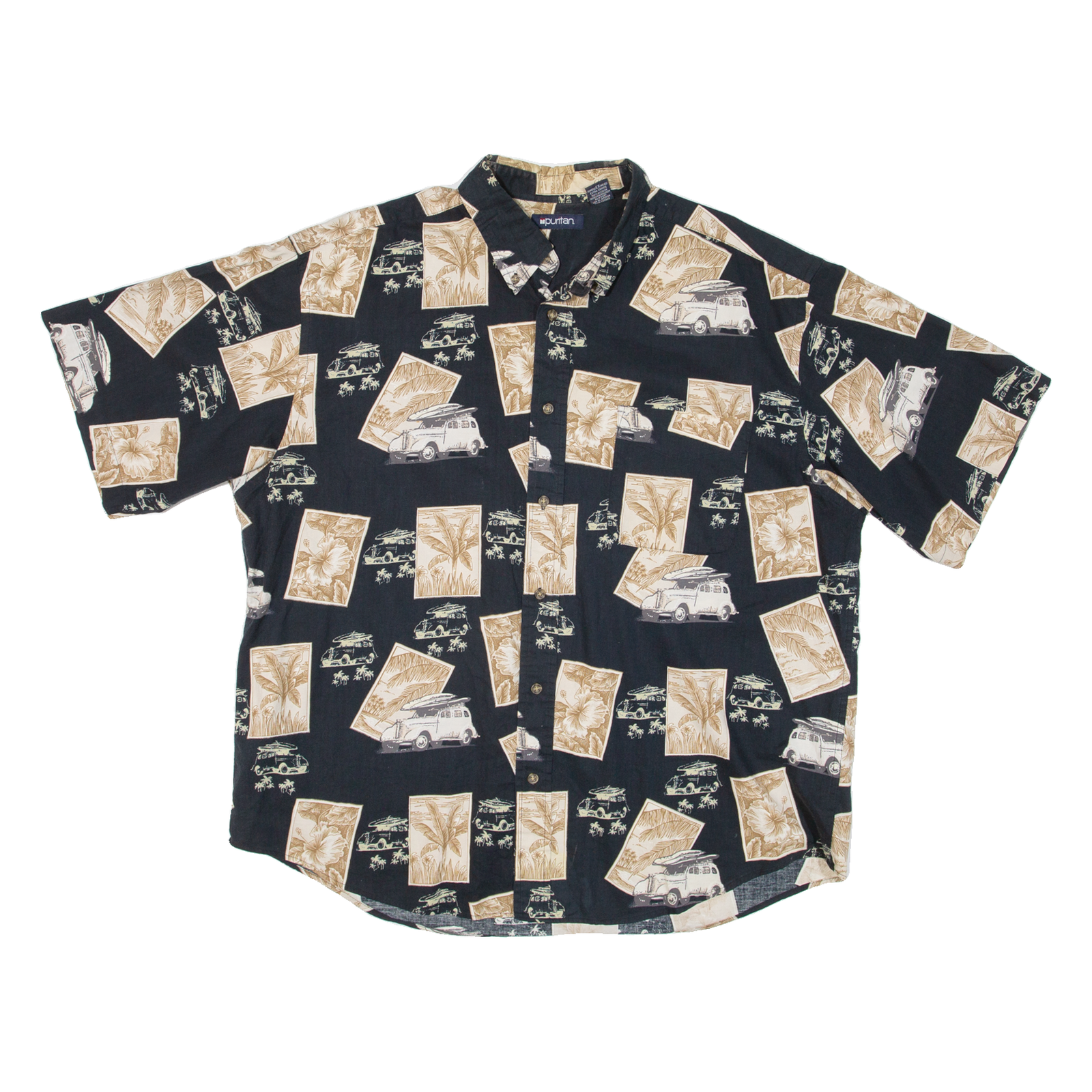 PURITAN Mens Shirt Black Crazy Pattern XL Refurbished - N/A refurbished available on Cerqular