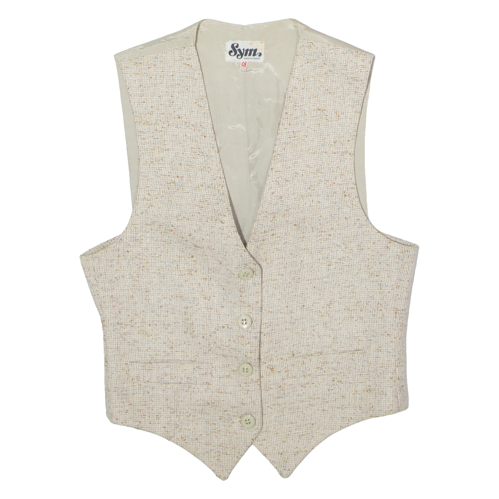 SYM Womens Blazer Waistcoat Cream Knit Wool 80s UK 12 Refurbished - N/A refurbished available on Cerqular