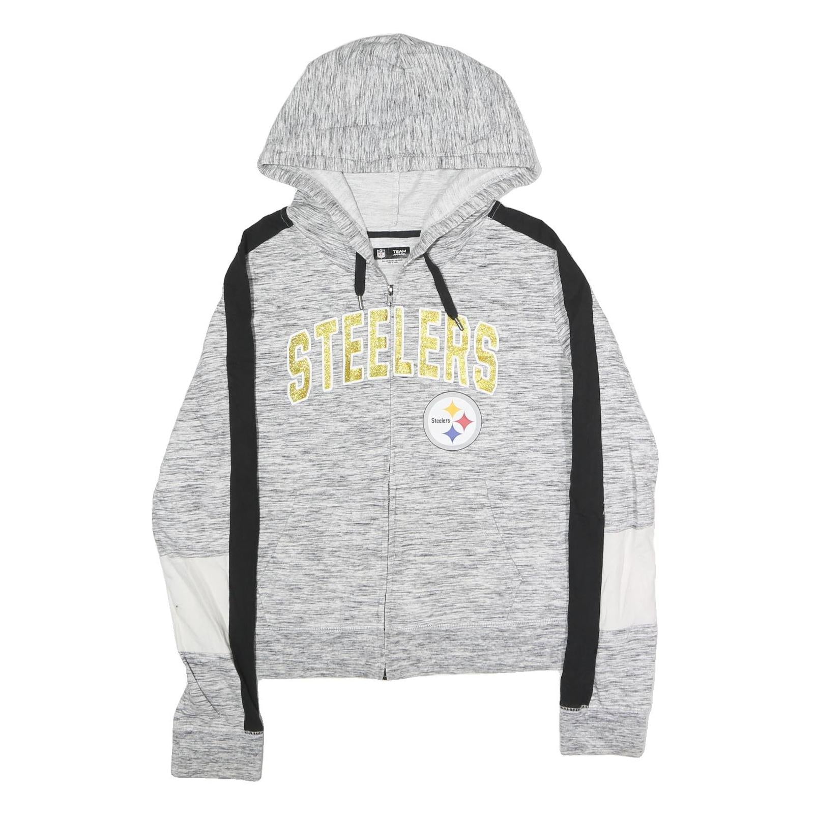 NFL Womens Grey & Black Steelers Full Zip Hoodie L Team Logo Sportswear Refurbished - N/A refurbished available on Cerqular