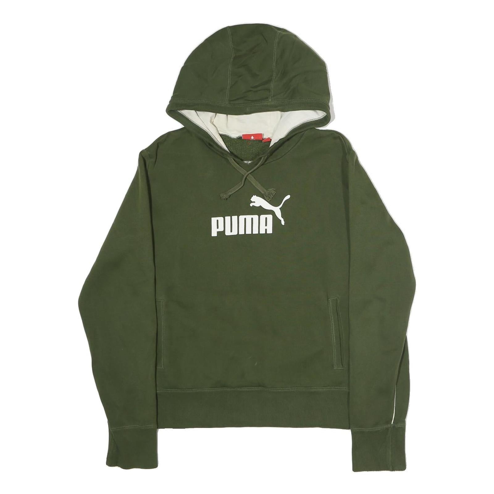 PUMA Mens Green Pullover Hoodie M Cotton Jersey Drawstring Pocket Relaxed Fit Refurbished - N/A refurbished available on Cerqular