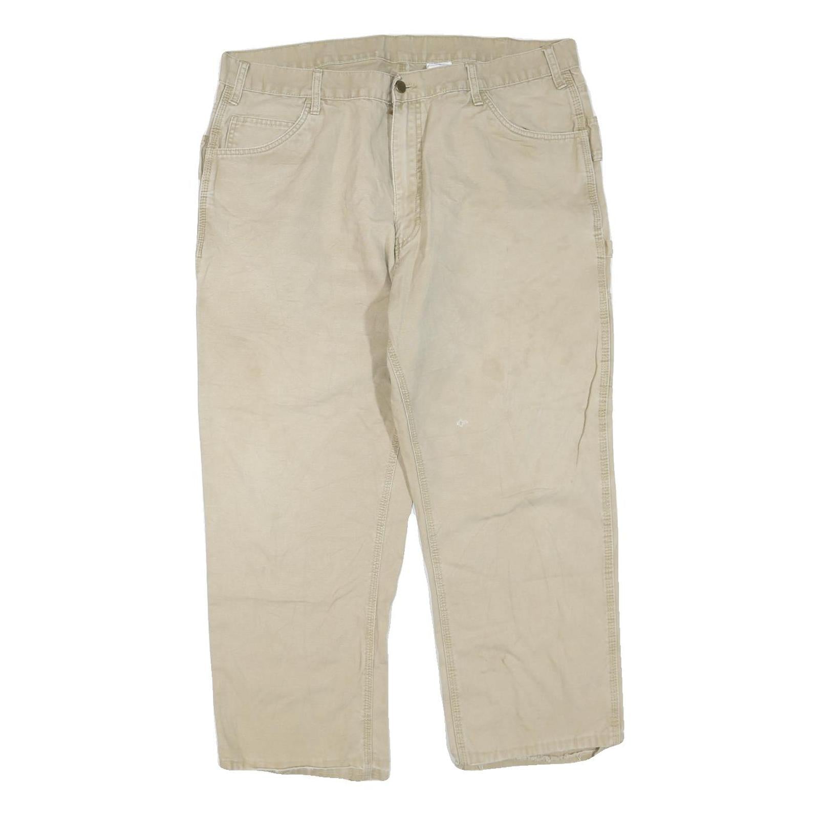 CARHARTT Mens Regular Beige Cotton Blend Regular Fit Work Trousers W40 L25 Refurbished - N/A refurbished available on Cerqular