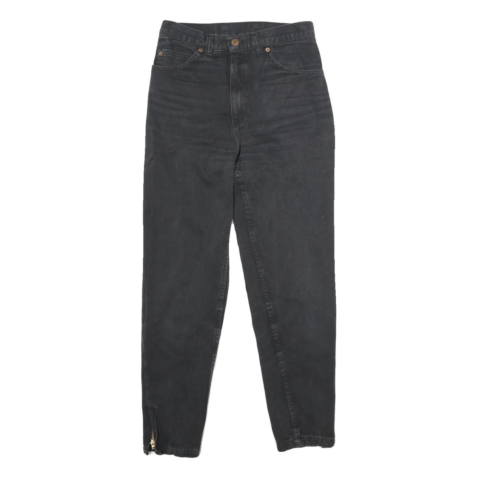 WALLEES Womens Jeans Black Regular Skinny Denim Medium W28 L28 Zipped Hem Refurbished - N/A refurbished available on Cerqular