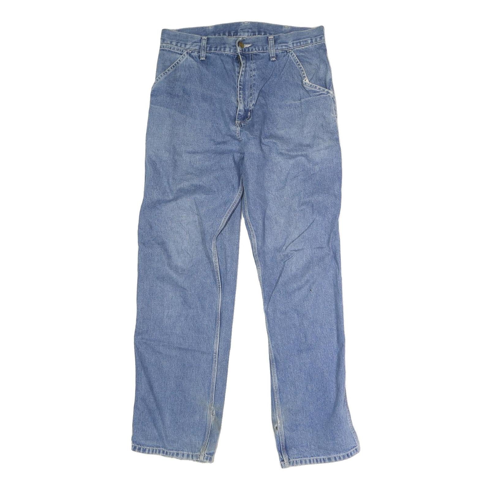 CARHARTT Mens Blue Regular Fit Straight Cotton Blend Button W33 L32 Durable Work Refurbished - N/A refurbished available on Cerqular