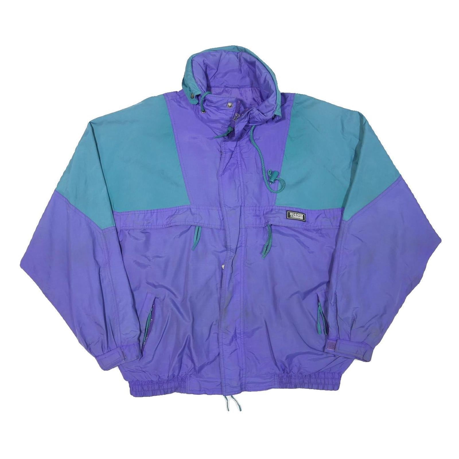 RUGGED TERRAIN Mens Purple & Teal Outdoor Jacket L Polyester Blend Zip Refurbished - N/A refurbished available on Cerqular