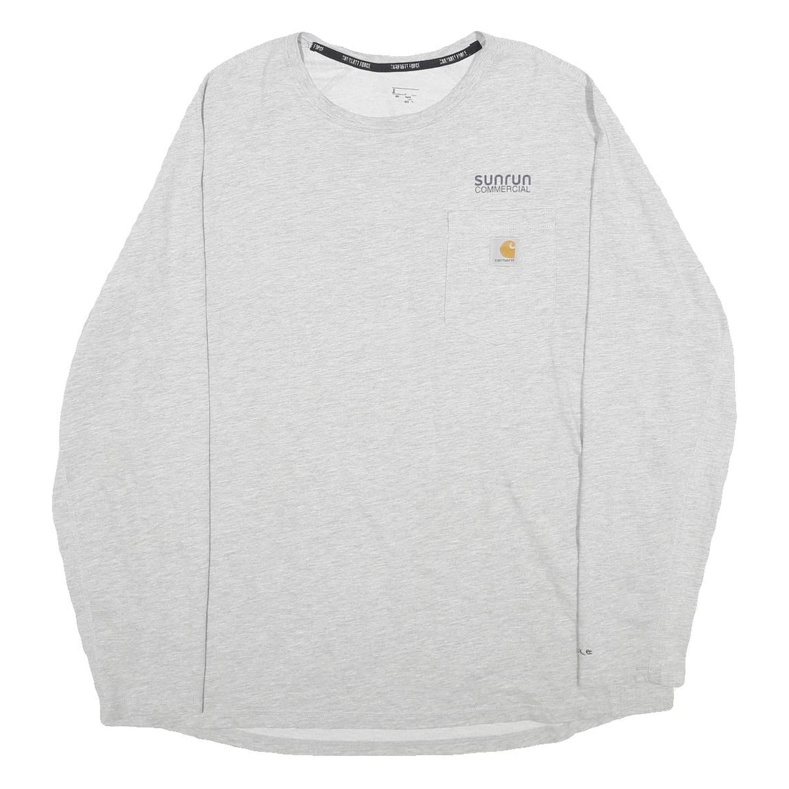 CARHARTT Mens Grey Long Sleeve T-Shirt XL Crew Neck Sunrun Commercial Pocket Refurbished - N/A refurbished available on Cerqular