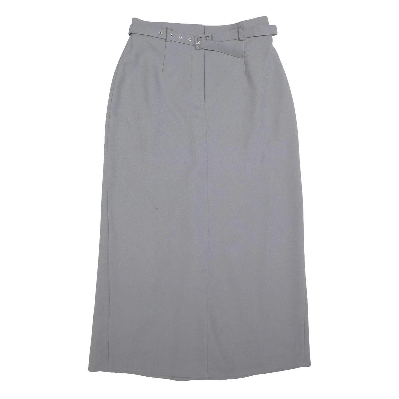 TOGETHER Womens Grey Belted Midi Polyester Straight Skirt M Smart Formal Refurbished - N/A refurbished available on Cerqular