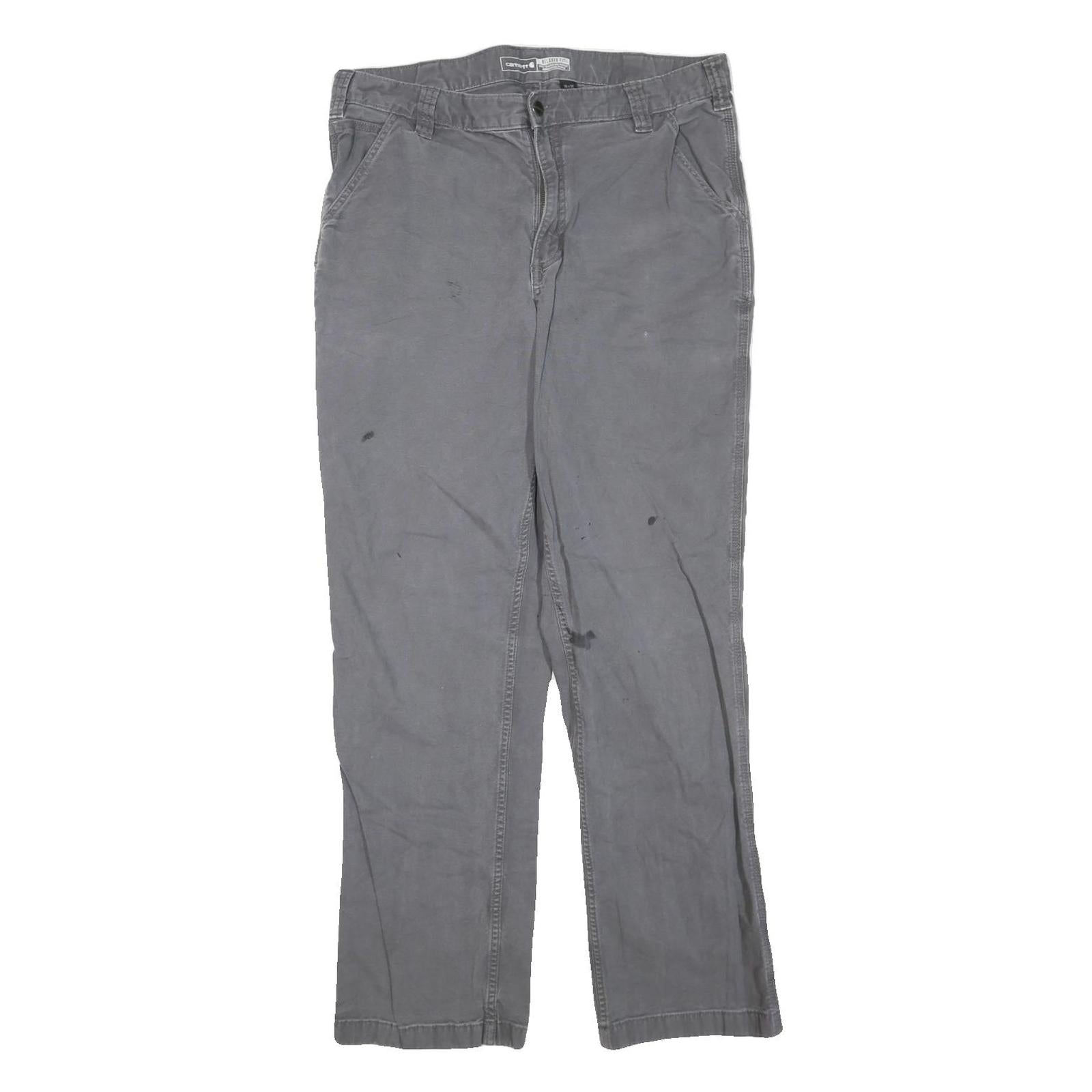 CARHARTT Mens Regular Grey Cotton Blend Trousers W36 L34 Workwear Zip Closure Refurbished - N/A refurbished available on Cerqular