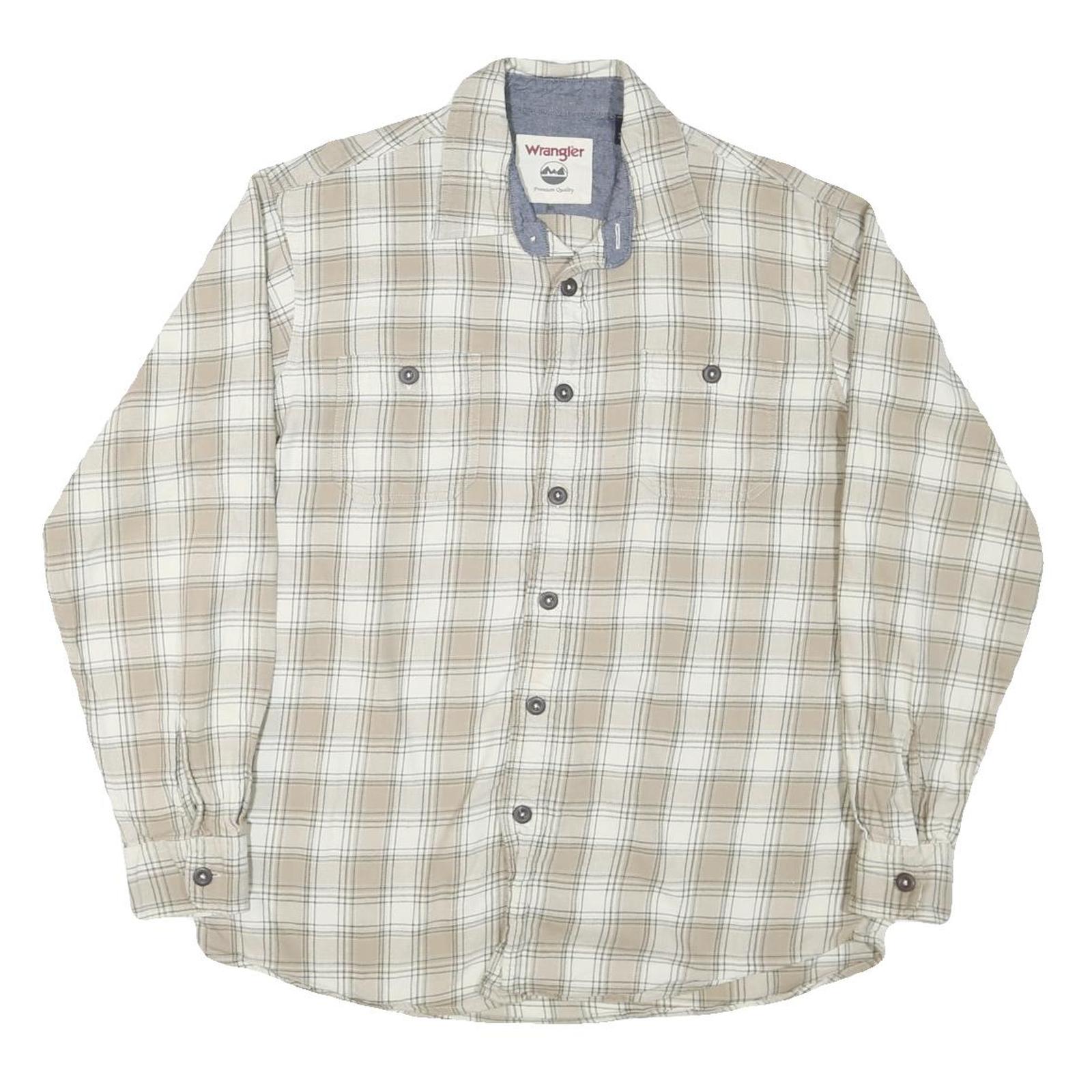 WRANGLER Mens Beige & Cream Checked Shirt L Long Sleeve Casual Classic Refurbished - N/A refurbished available on Cerqular