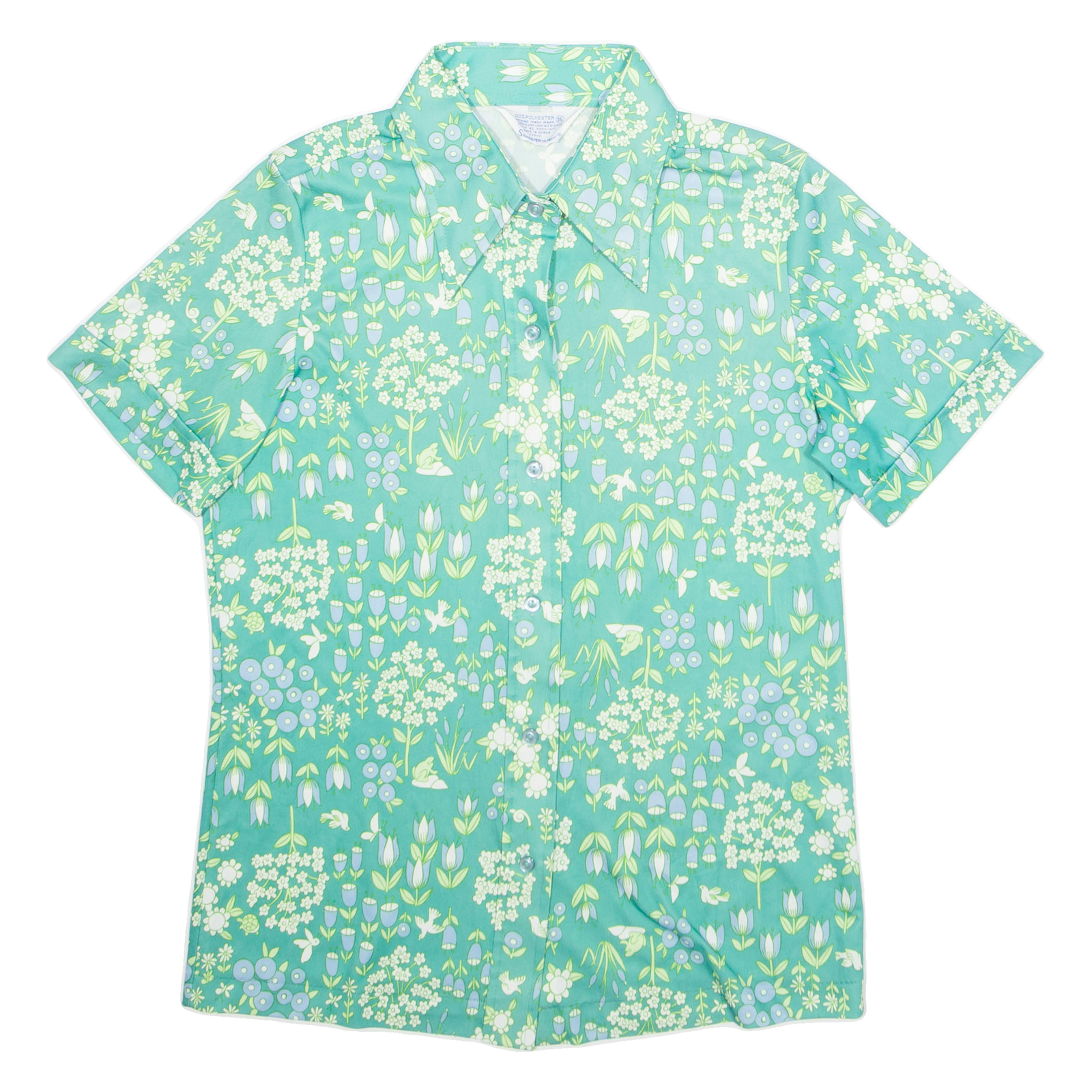 Womens Printed Blouse Green Collared Floral L Refurbished - N/A refurbished available on Cerqular