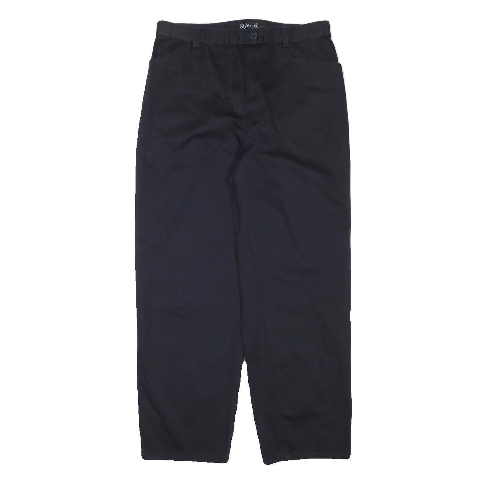 STYLE AND CO Womens Cotton Blend Black Relaxed Straight Leg Trousers W30 L27 Refurbished - N/A refurbished available on Cerqular