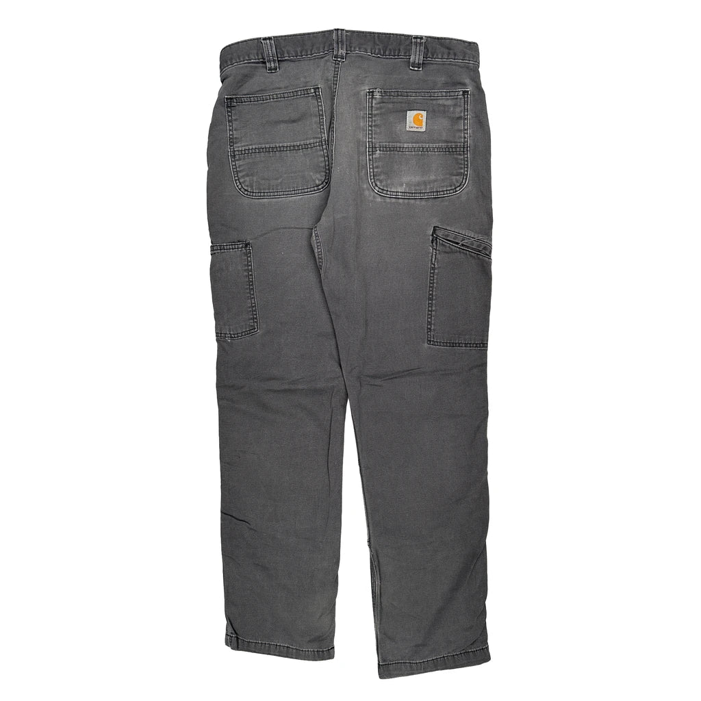 Carhartt Double Knee Cargo Trousers - 34W 32L Grey Cotton Refurbished - Thrifted (note: this is a term often used to describe second- refurbished available on Cerqular