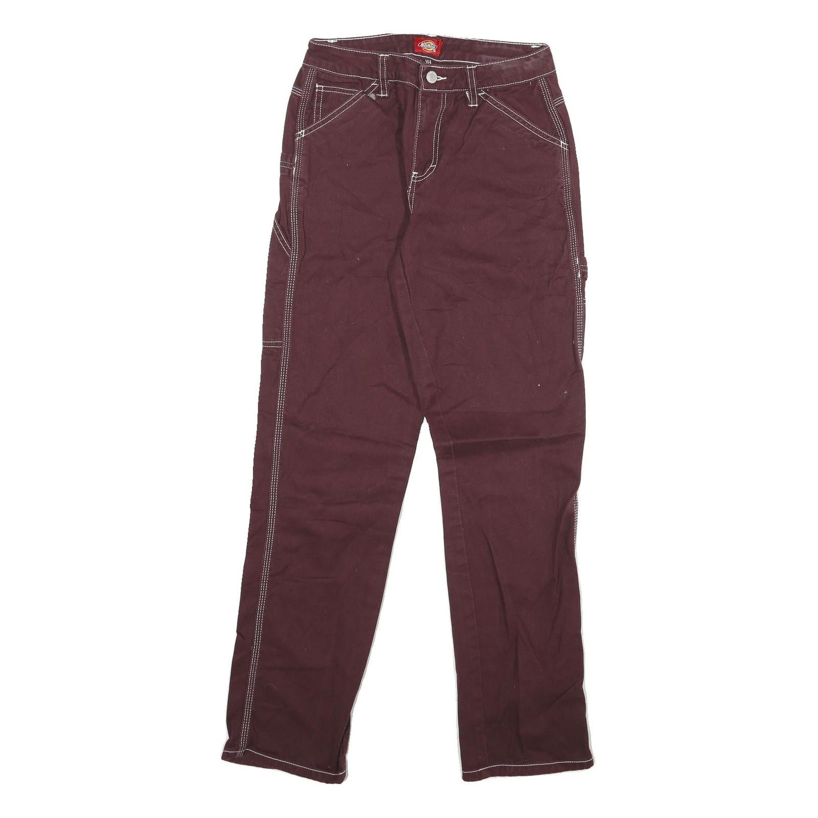 DICKIES Womens Jeans Burgundy Slim Straight Cotton Blend W26 L29 Workwear Style Refurbished - N/A refurbished available on Cerqular