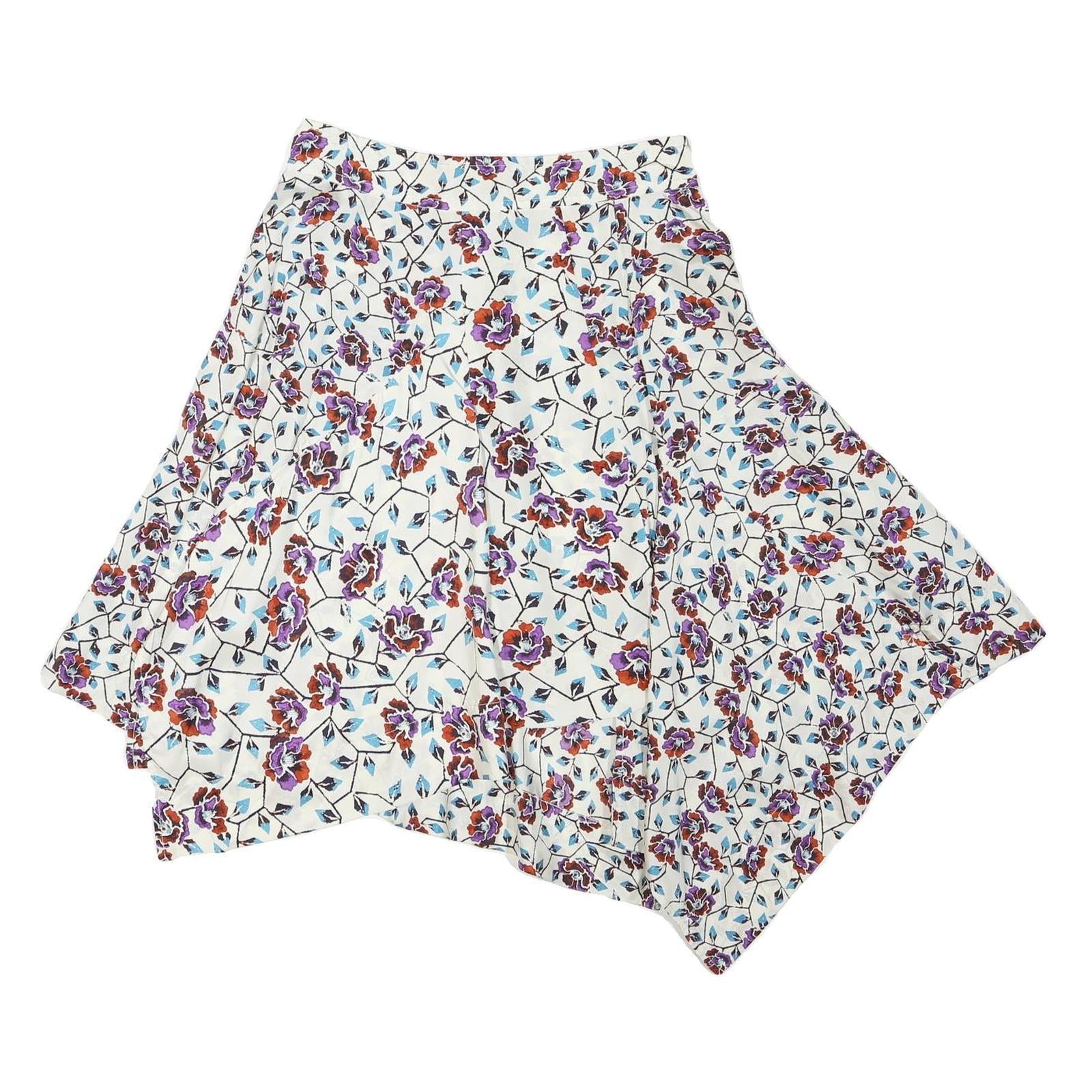 ISABEL MARANT Womens White Floral Skater Knee Length Polyester Blend Skirt M Refurbished - N/A refurbished available on Cerqular