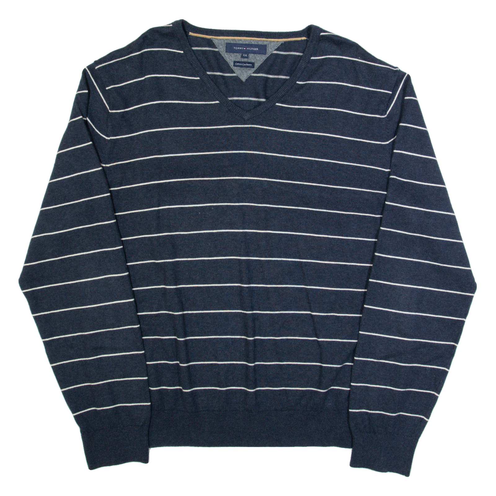 TOMMY HILFIGER Mens Patterned Jumper Blue Striped Tight Knit 2XL Refurbished - N/A refurbished available on Cerqular