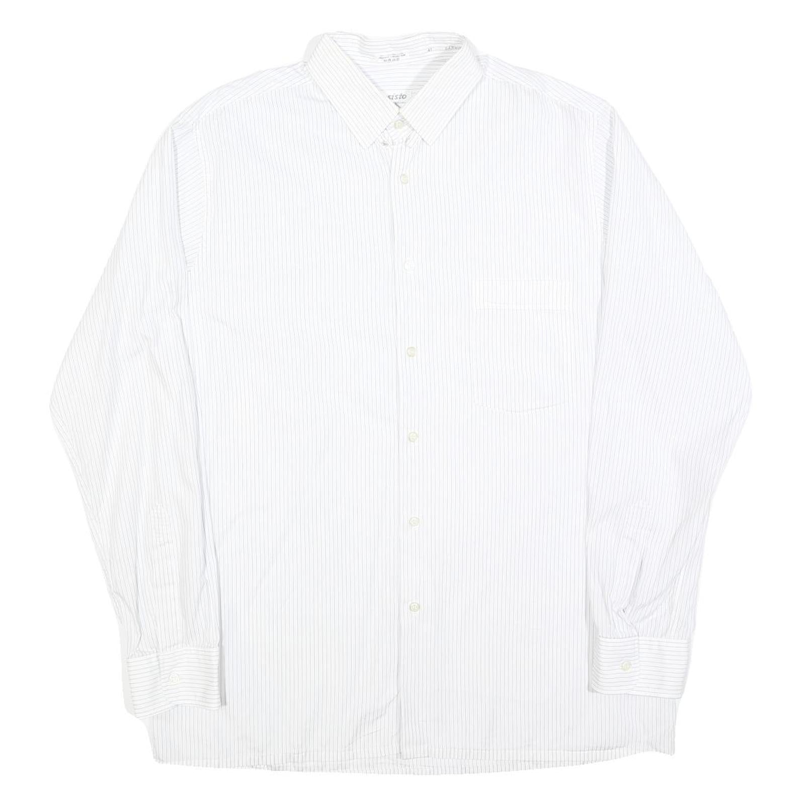 Buy RESISTO Mens White & Grey Striped Shirt L Cotton Long Sleeve Formal Button Refurbished - $16.89 RESISTO Mens White & Grey Striped Shirt L Cotton Long Sleeve Formal Button Refurbished - N/A refurbished available on Cerqular