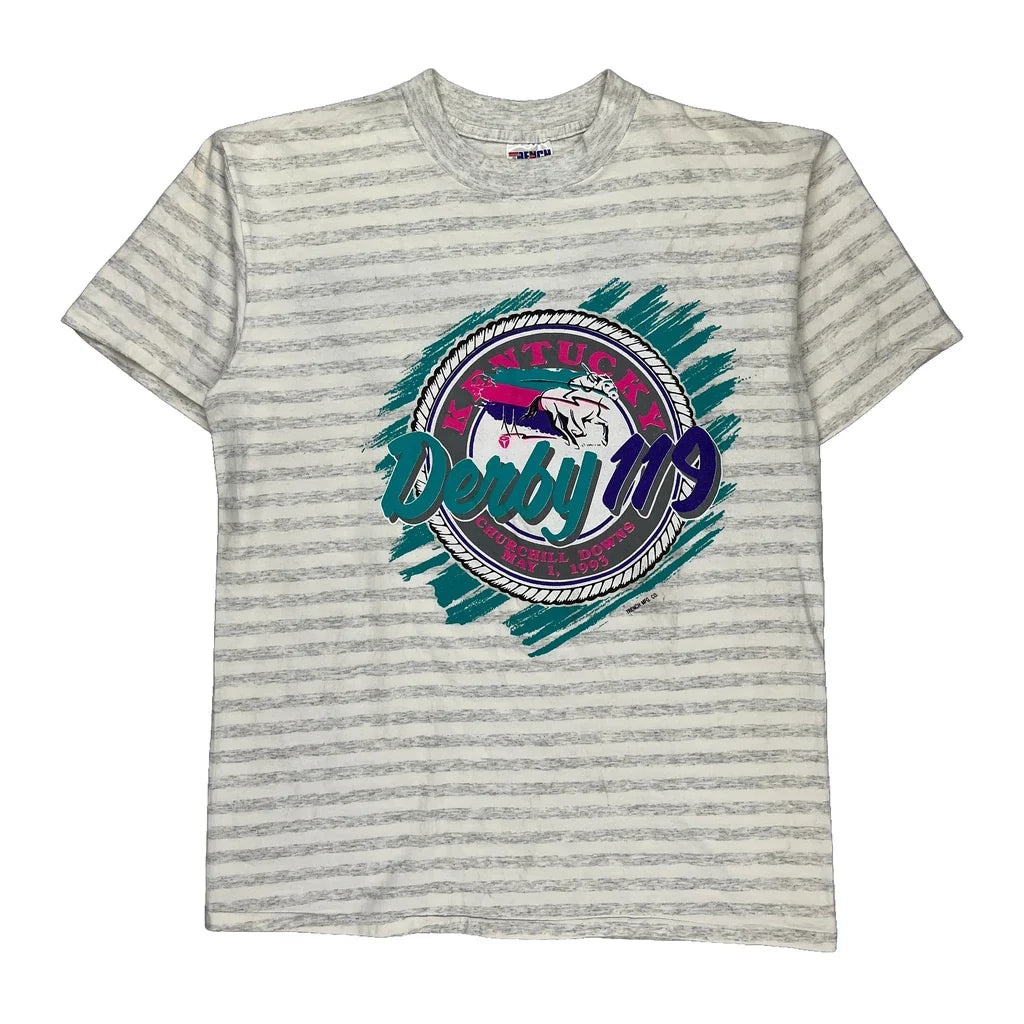 Kentucky Derby Trench Single Stitch T-Shirt - Large Multicoloured Cotton Refurbished - Thrifted (note: this is a term often used to describe second- refurbished available on Cerqular